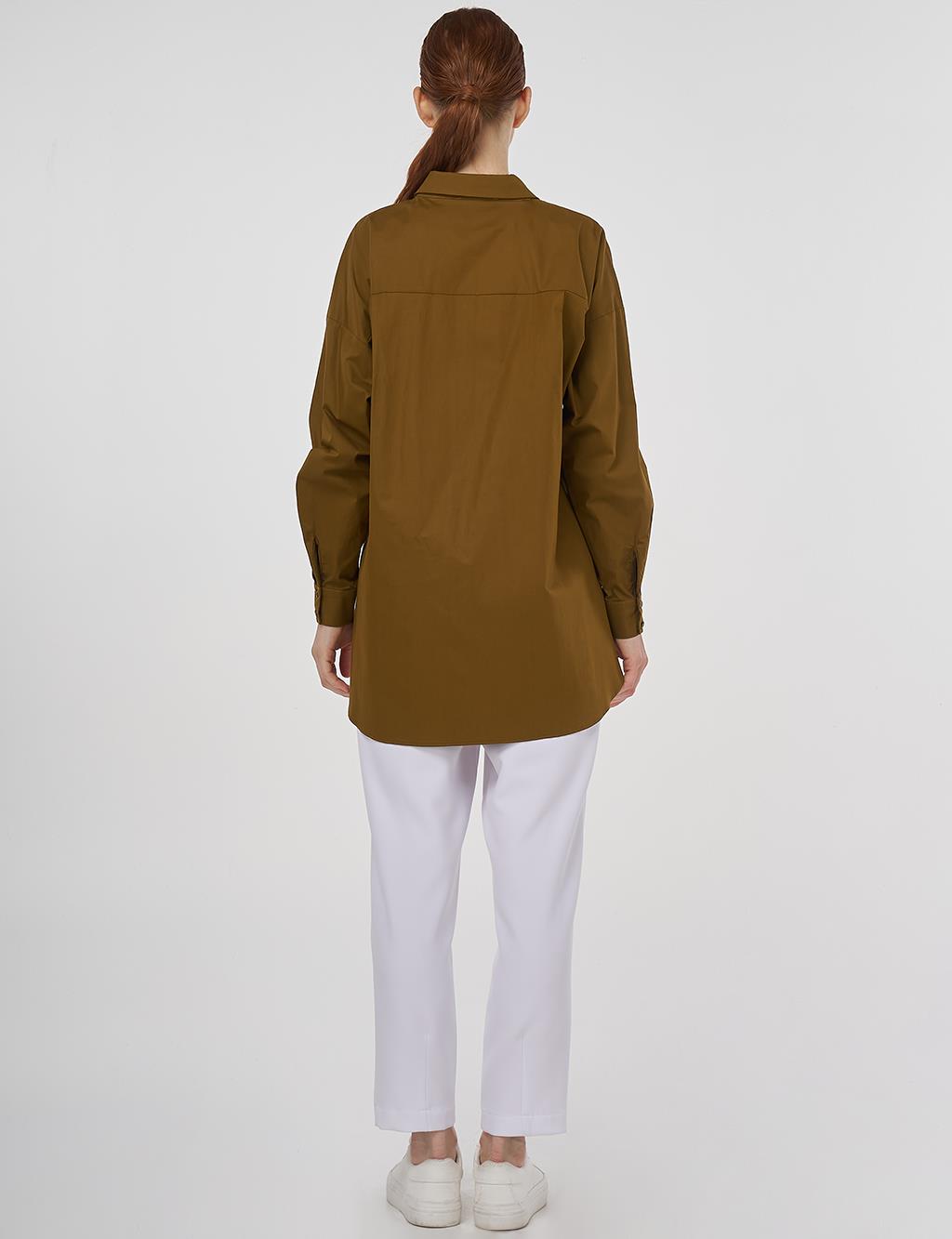 Relaxed Fit Cotton Tunic Dark Oliv