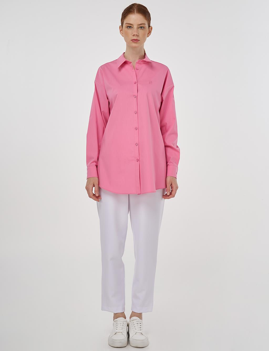 Buttoned Poplin Shirt Pink