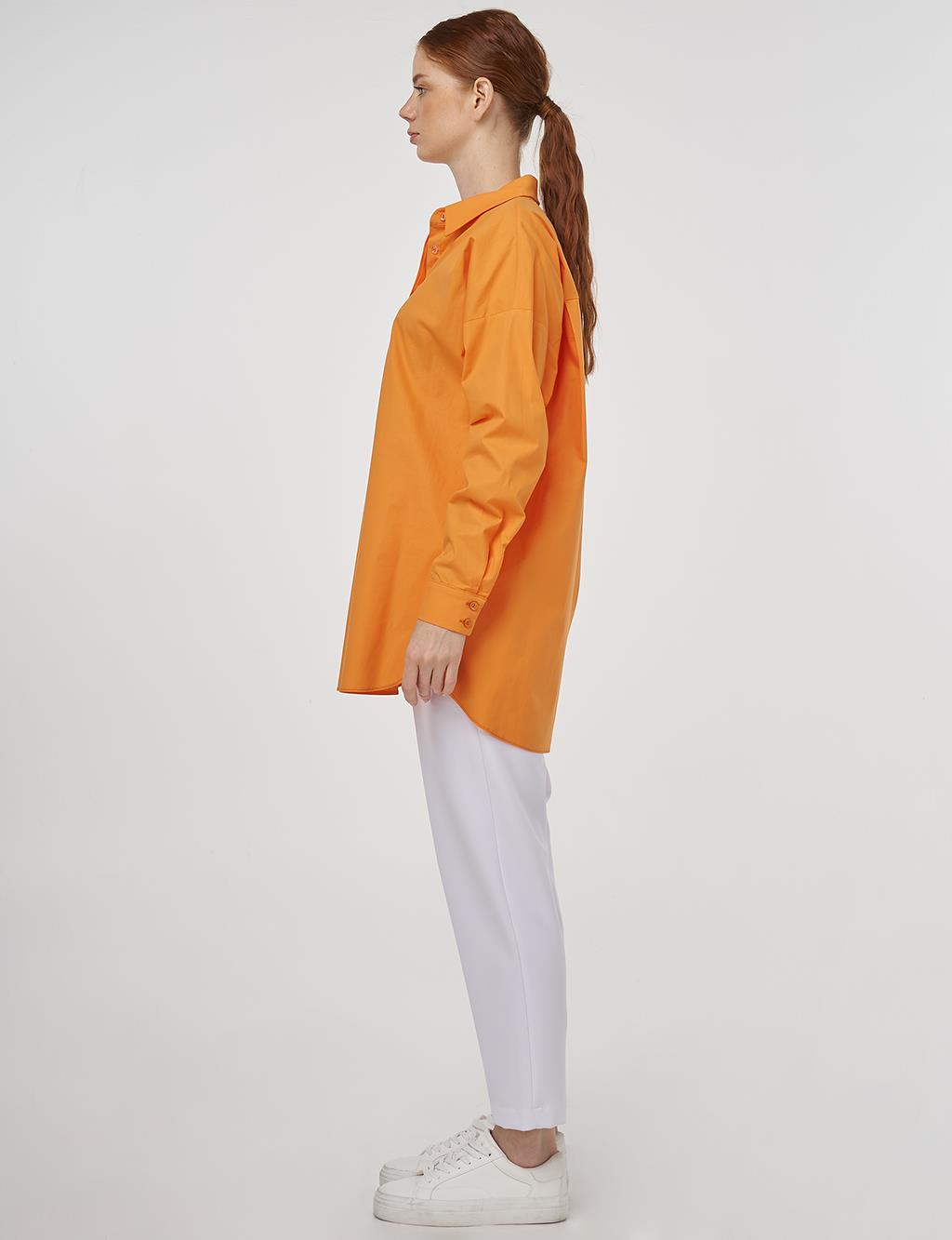 Relaxed Fit Cotton Tunic Light Orange 