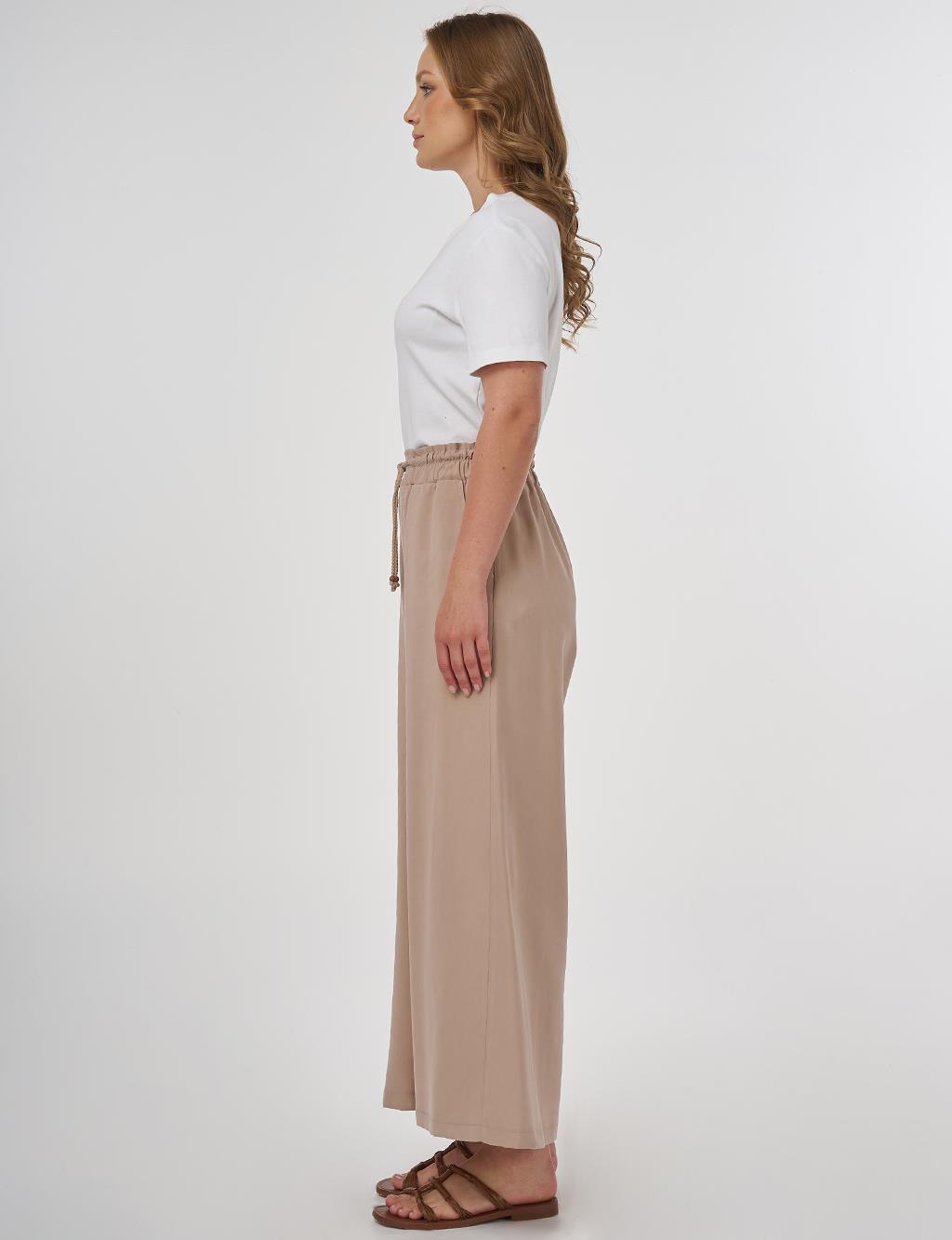Wide-Leg Rayon Pants Mink 