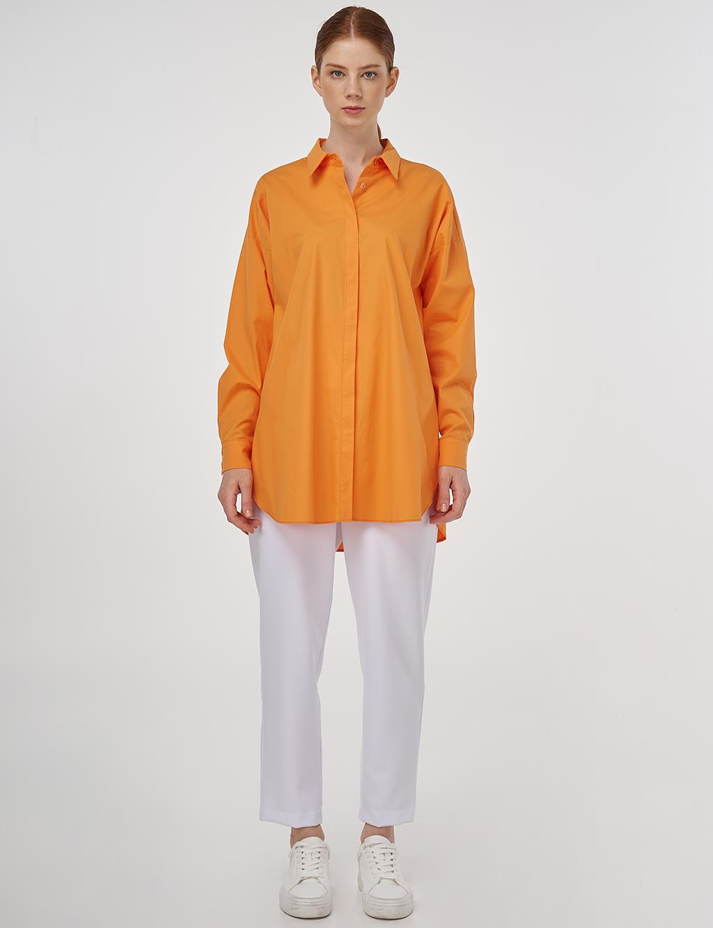 Relaxed Fit Cotton Tunic Light Orange 