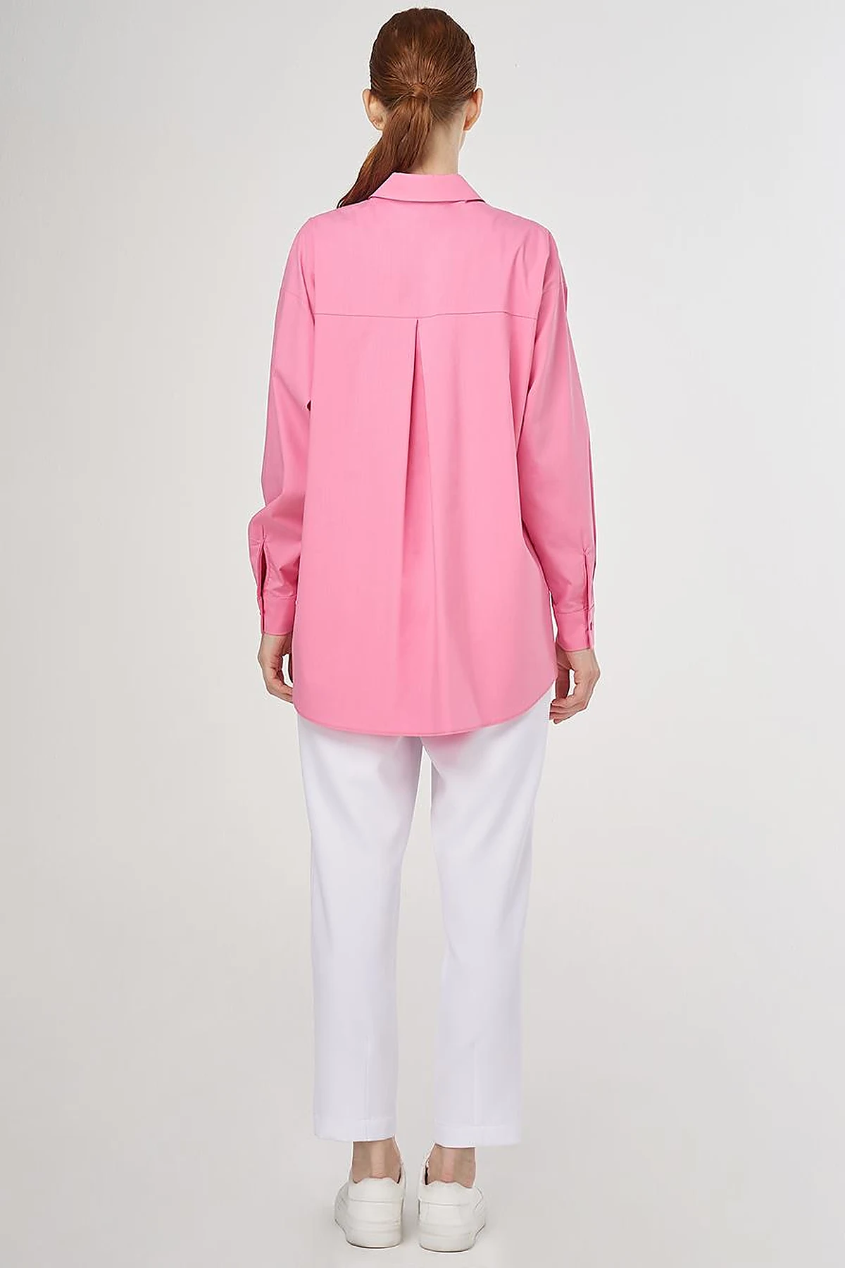 Buttoned Cotton Basic Shirt Pink