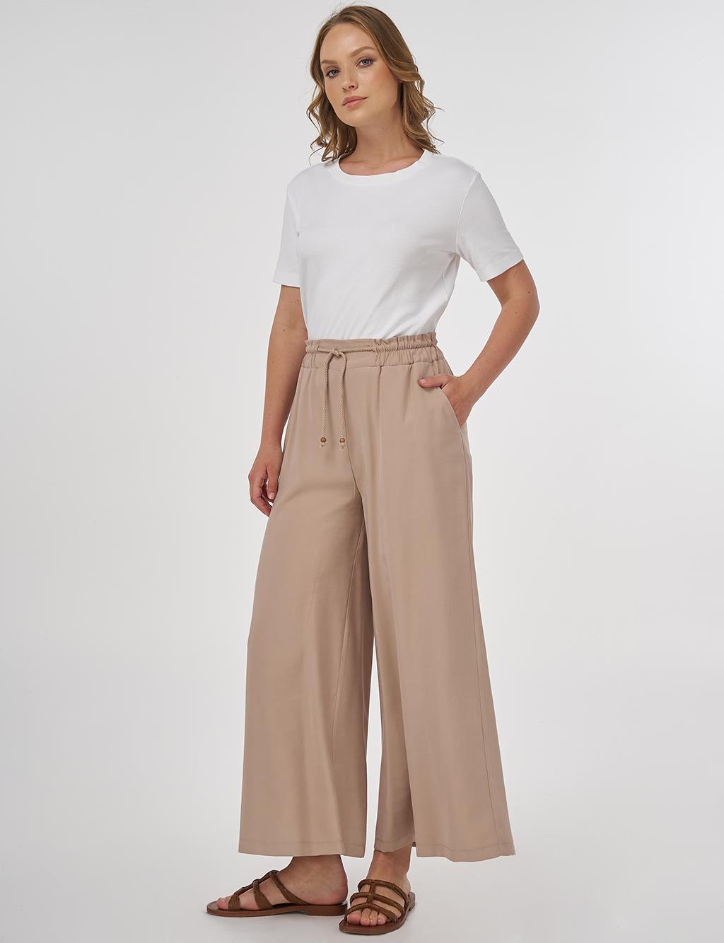 Wide-Leg Rayon Pants Mink 