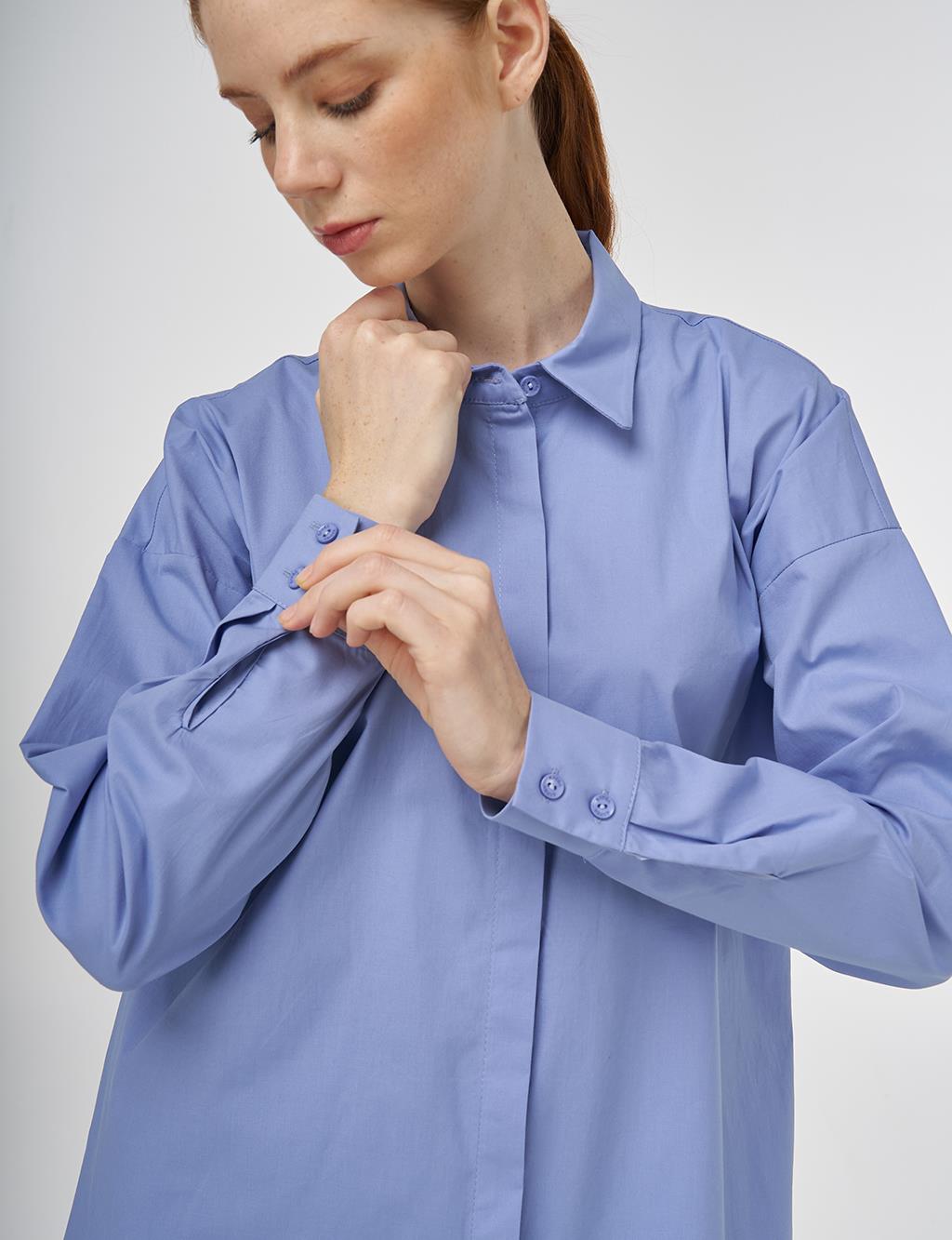 Relaxed Fit Cotton Tunic Air Force Blue 