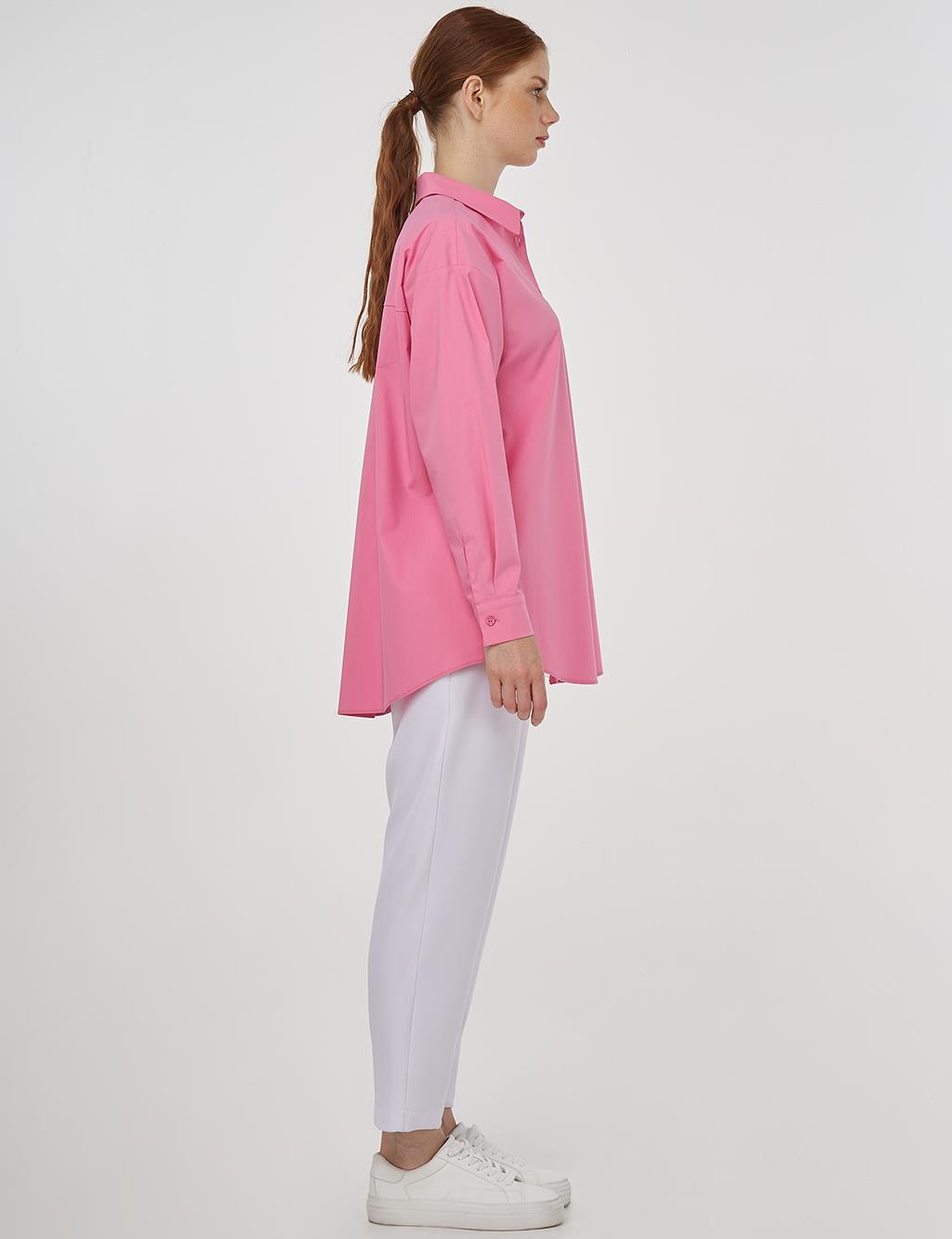 Buttoned Poplin Shirt Pink