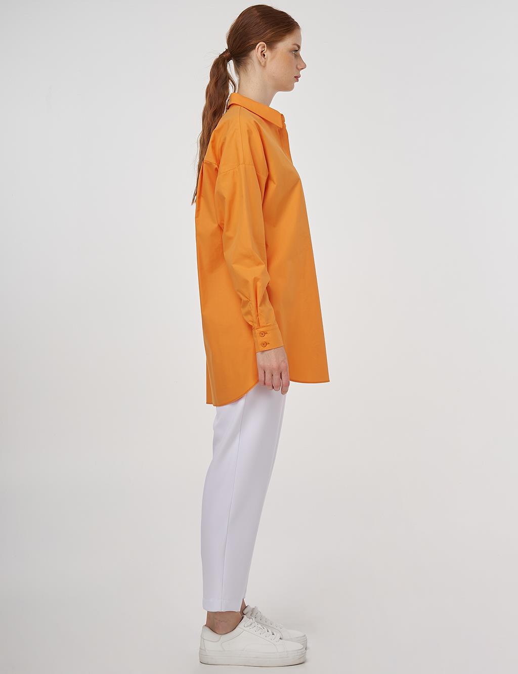 Relaxed Fit Cotton Tunic Light Orange 