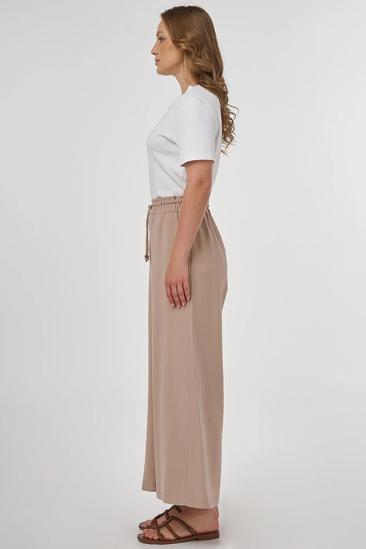 Wide-Leg Rayon Pants Mink 