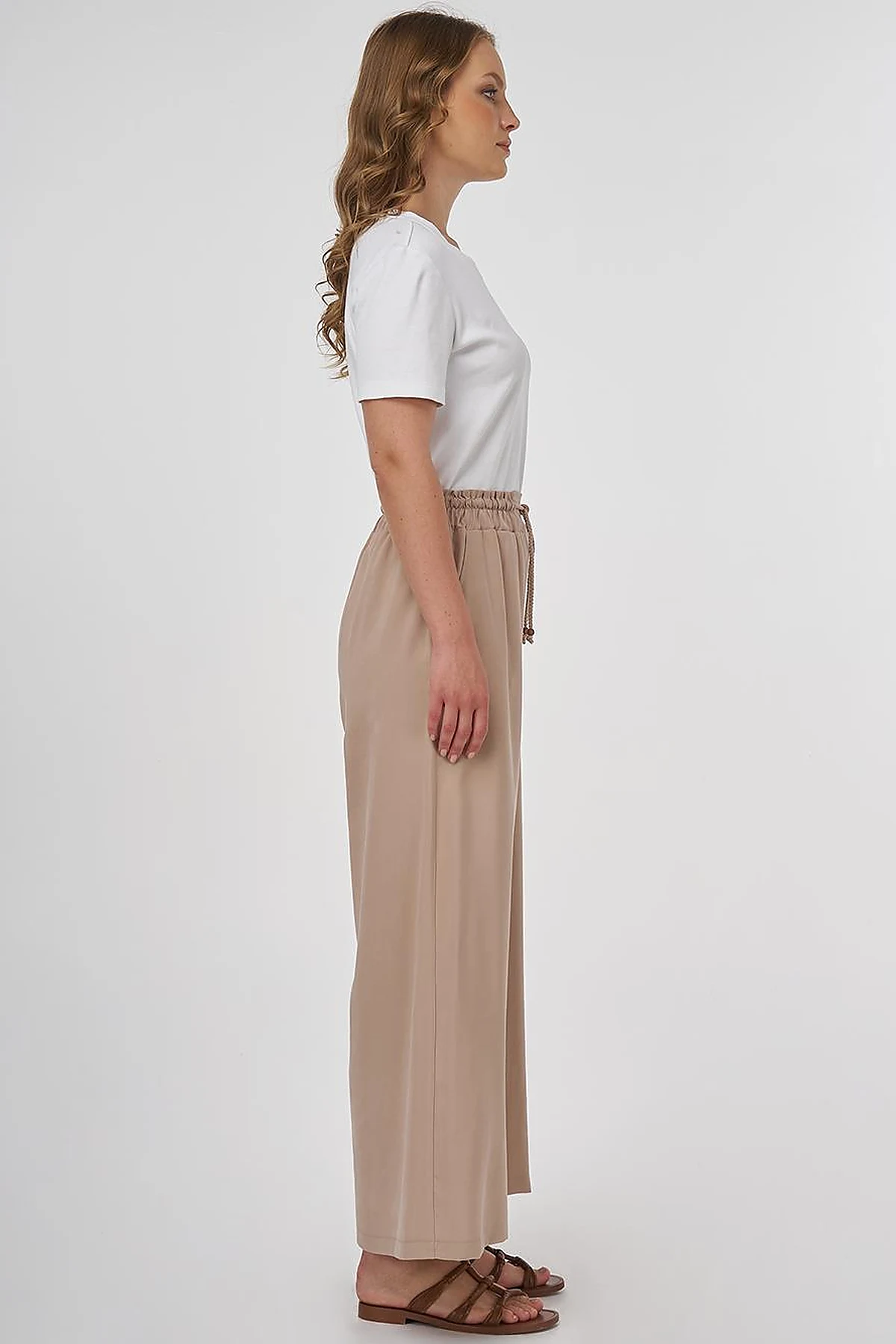 Wide-Leg Rayon Pants Mink 