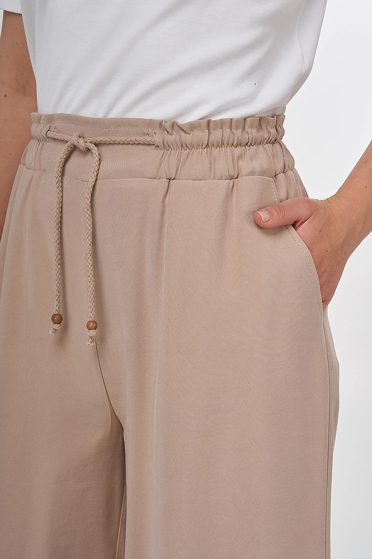 Wide-Leg Rayon Pants Mink 