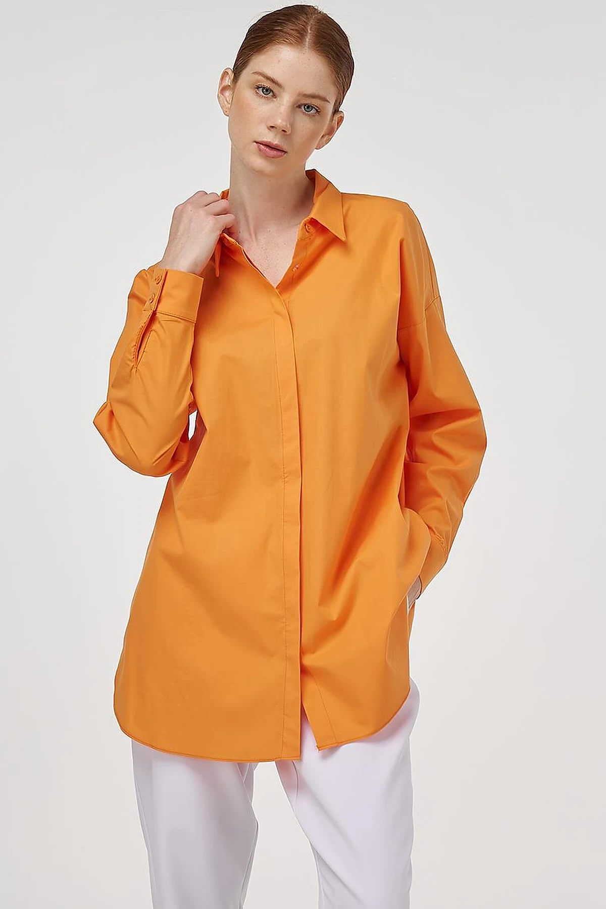 Relaxed Fit Cotton Tunic Light Orange 