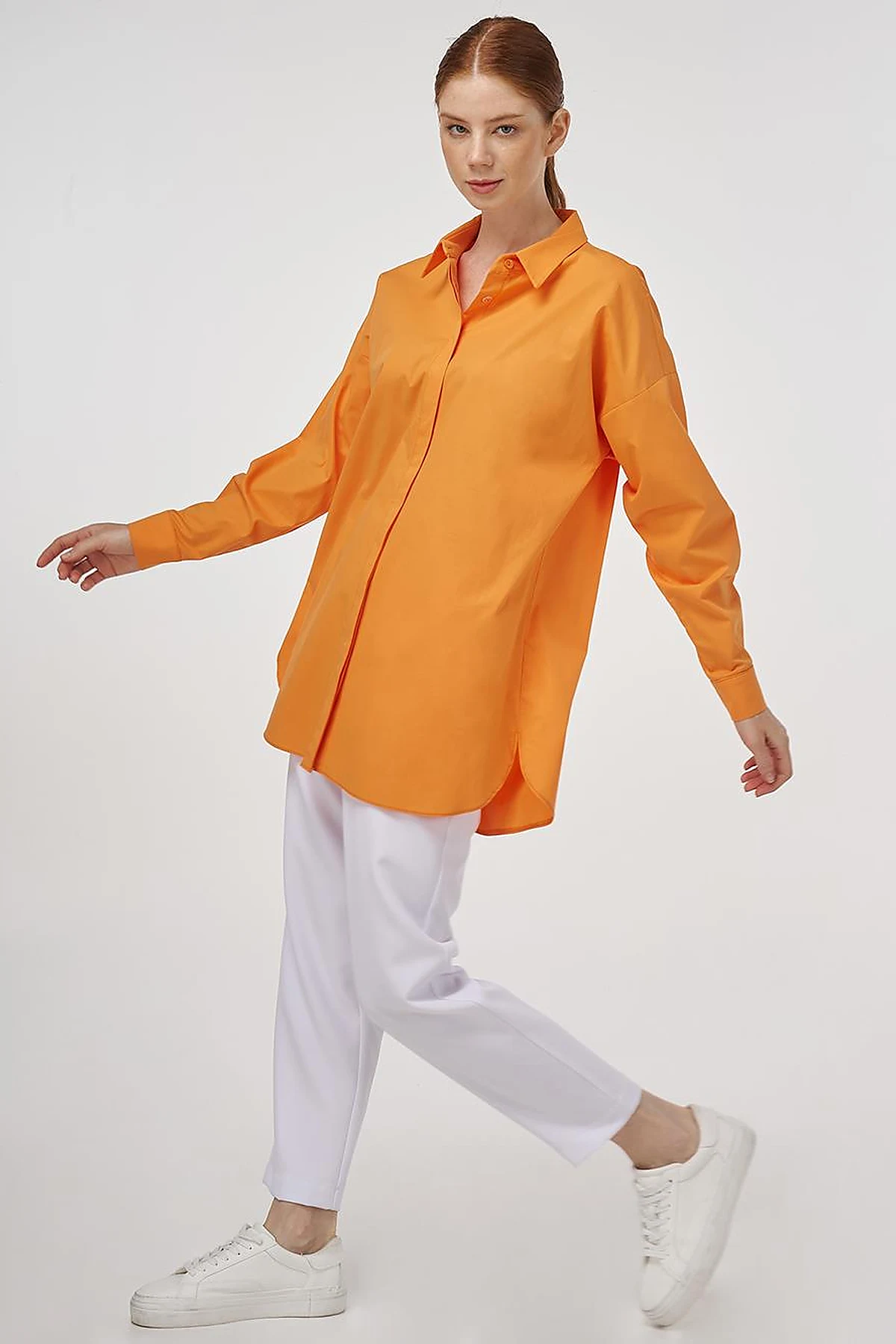 Relaxed Fit Cotton Tunic Light Orange 