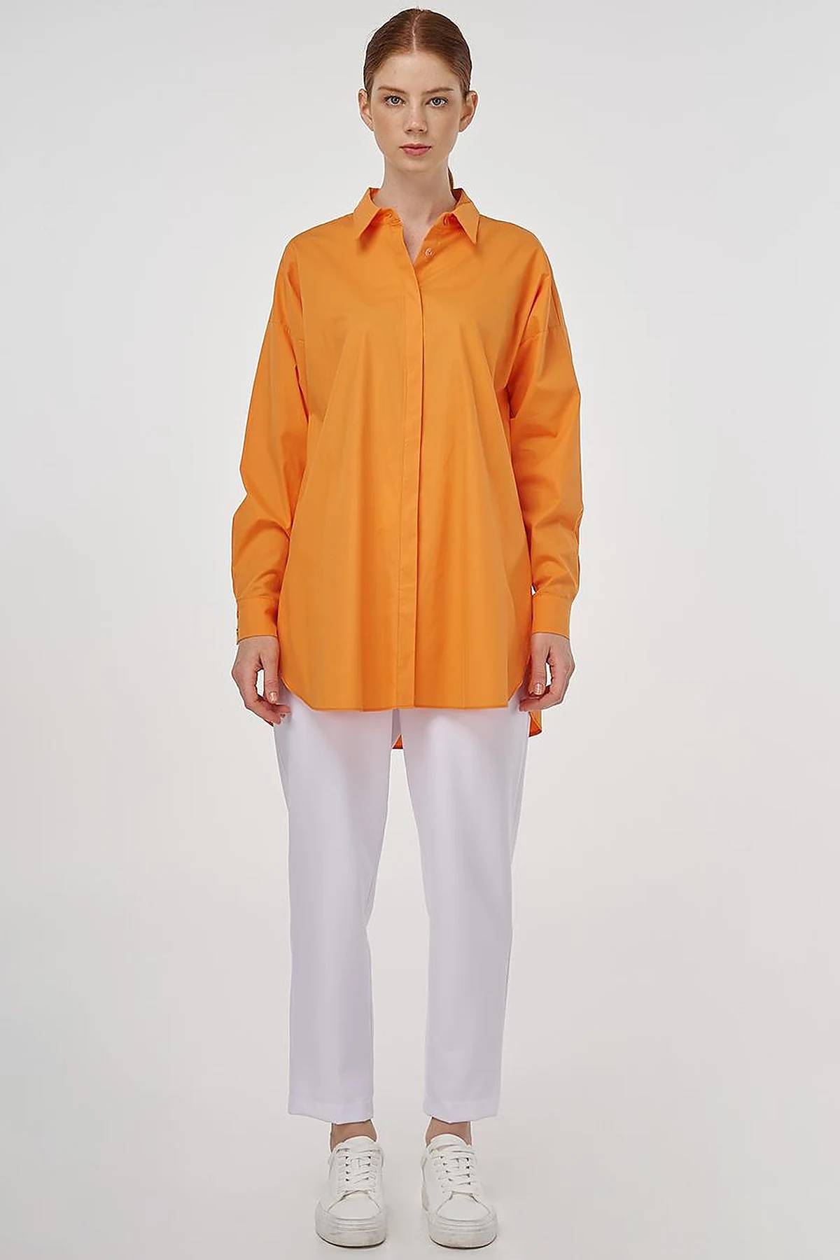 Relaxed Fit Cotton Tunic Light Orange 