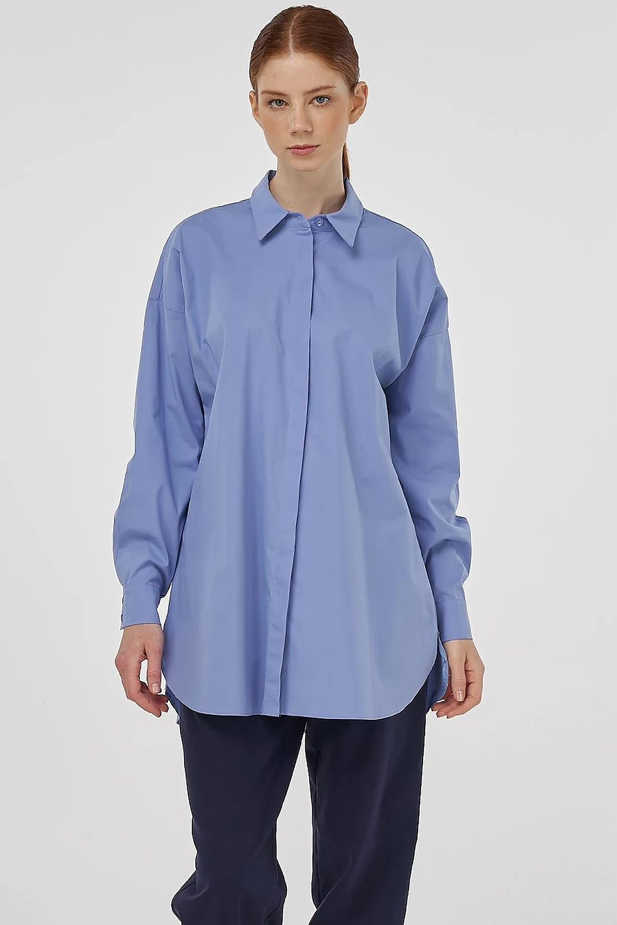 Relaxed Fit Cotton Tunic Air Force Blue 