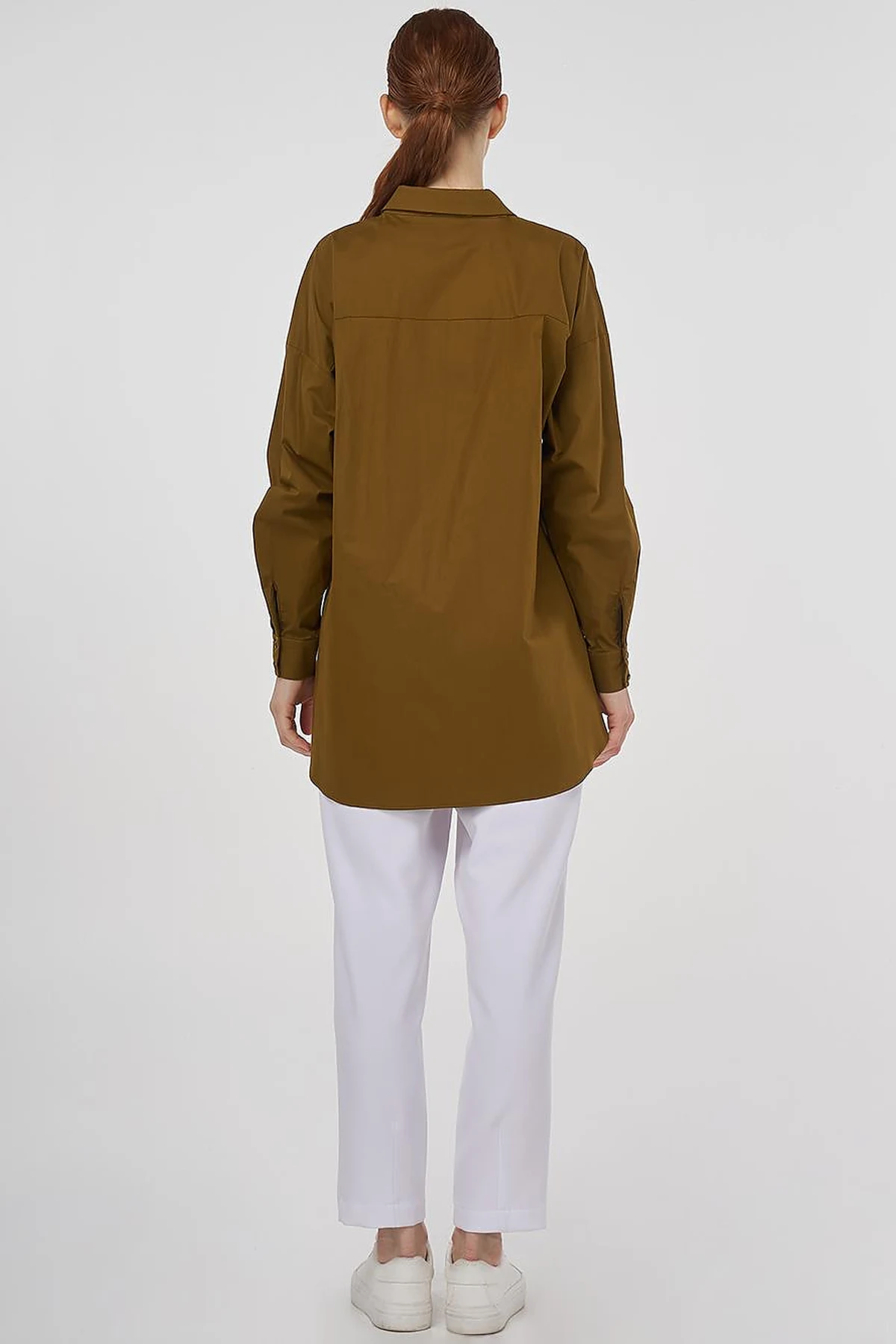 Relaxed Fit Cotton Tunic Dark Oliv