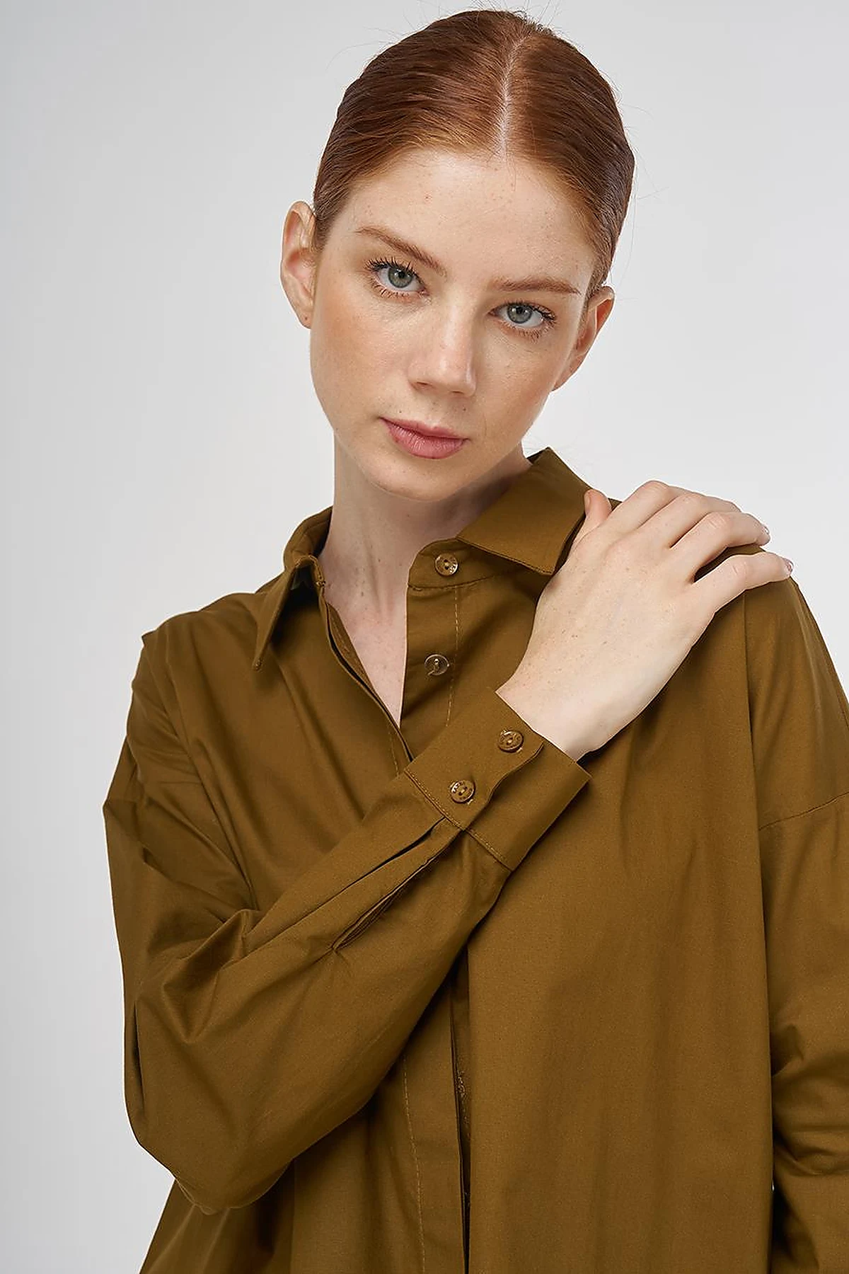 Relaxed Fit Cotton Tunic Dark Oliv
