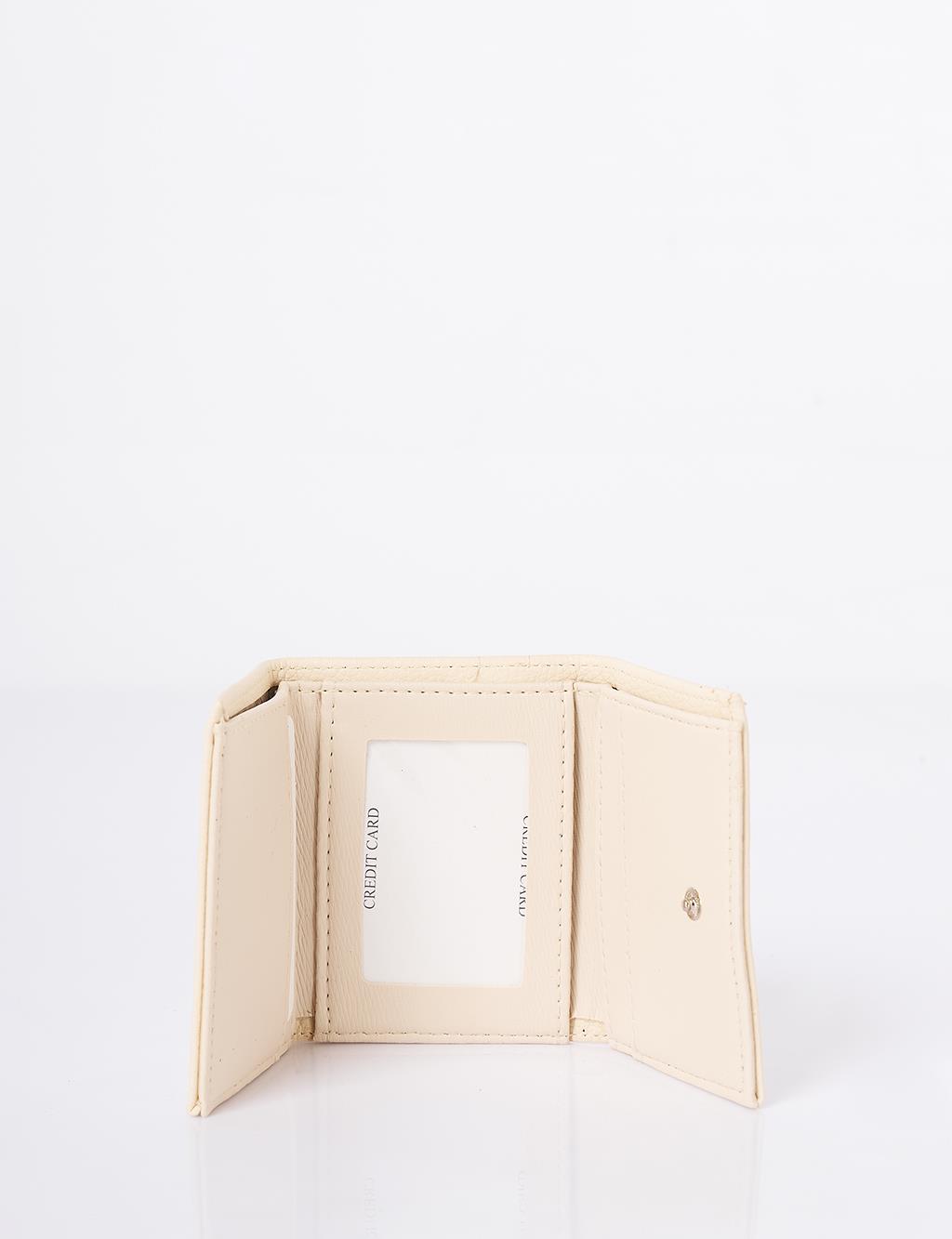 Logo-Embellished Faux Leather Wallet – Cream