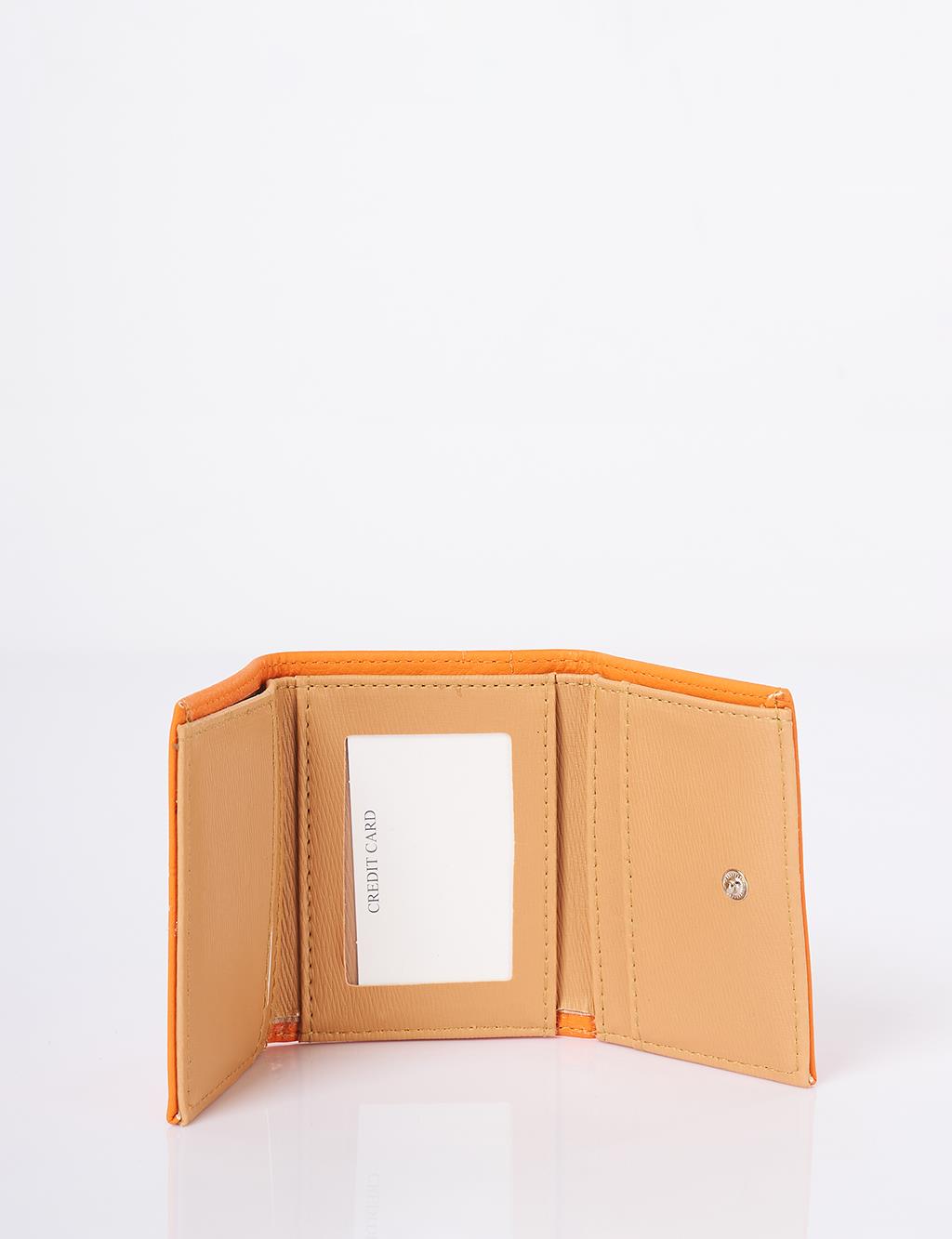 Logo-Embellished Faux Leather Wallet – Orange 