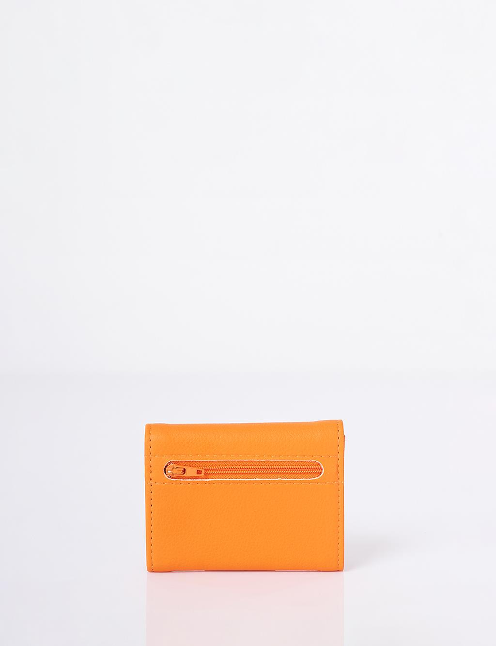 Logo-Embellished Faux Leather Wallet – Orange 