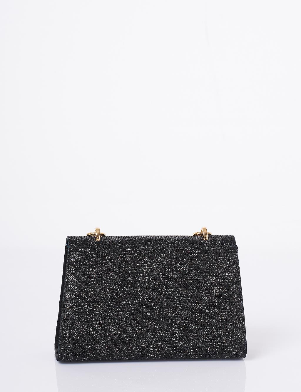 Clutch Bag with Pearl Handle - Black