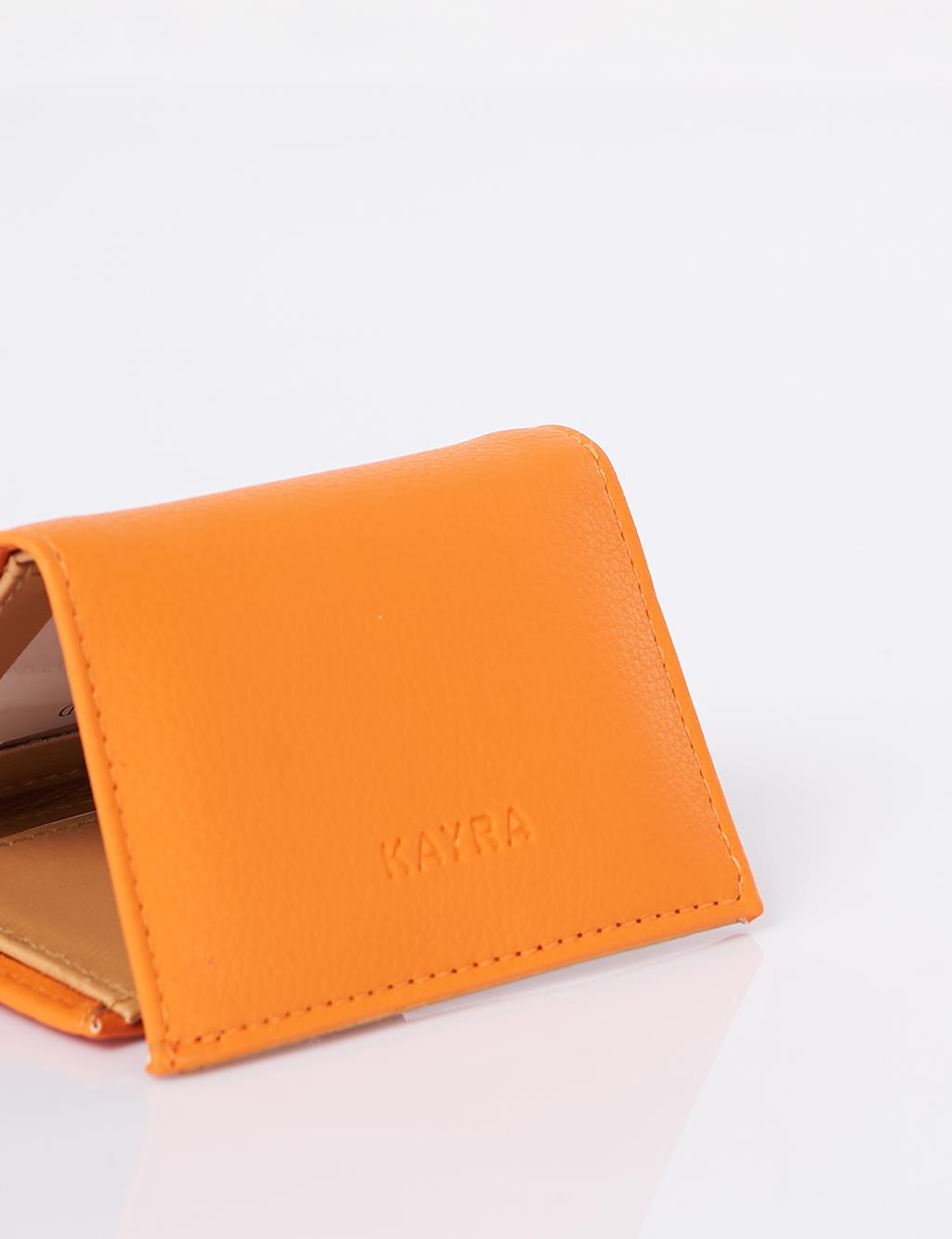 Logo-Embellished Faux Leather Wallet – Orange 