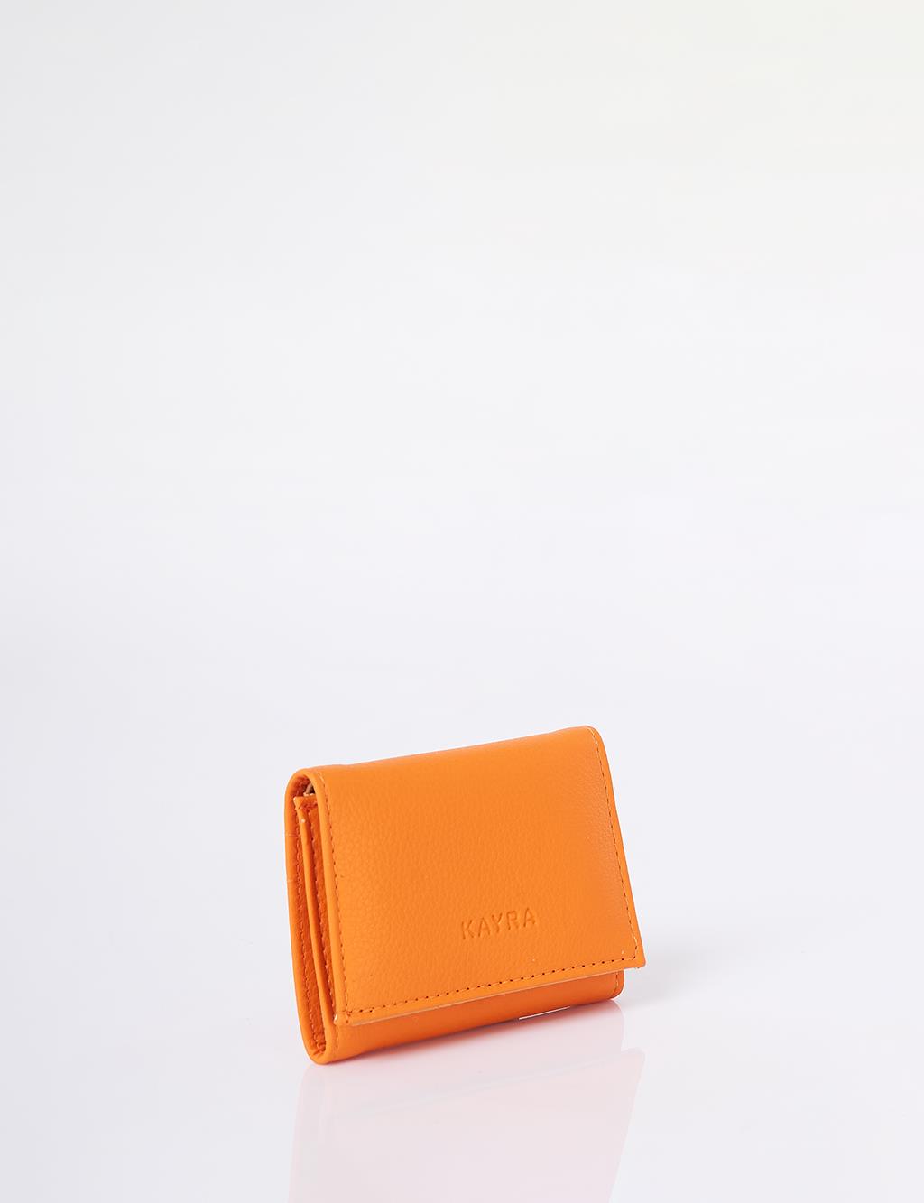 Logo-Embellished Faux Leather Wallet – Orange 