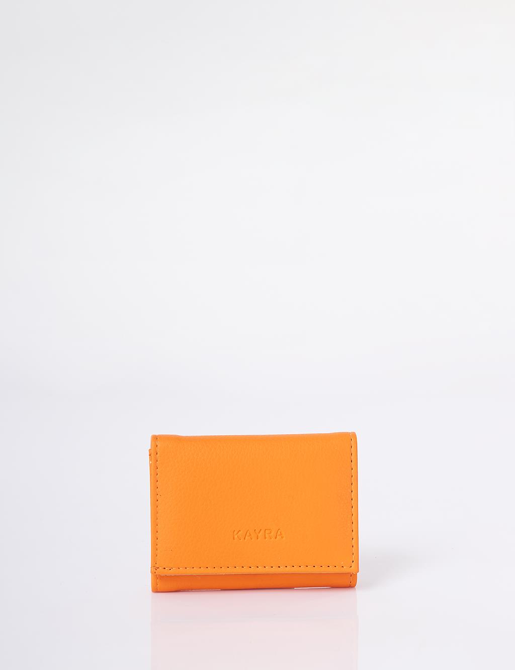 Logo-Embellished Faux Leather Wallet – Orange 