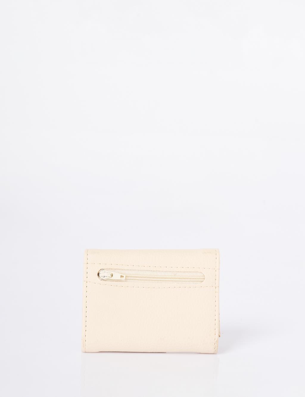 Logo-Embellished Faux Leather Wallet – Cream