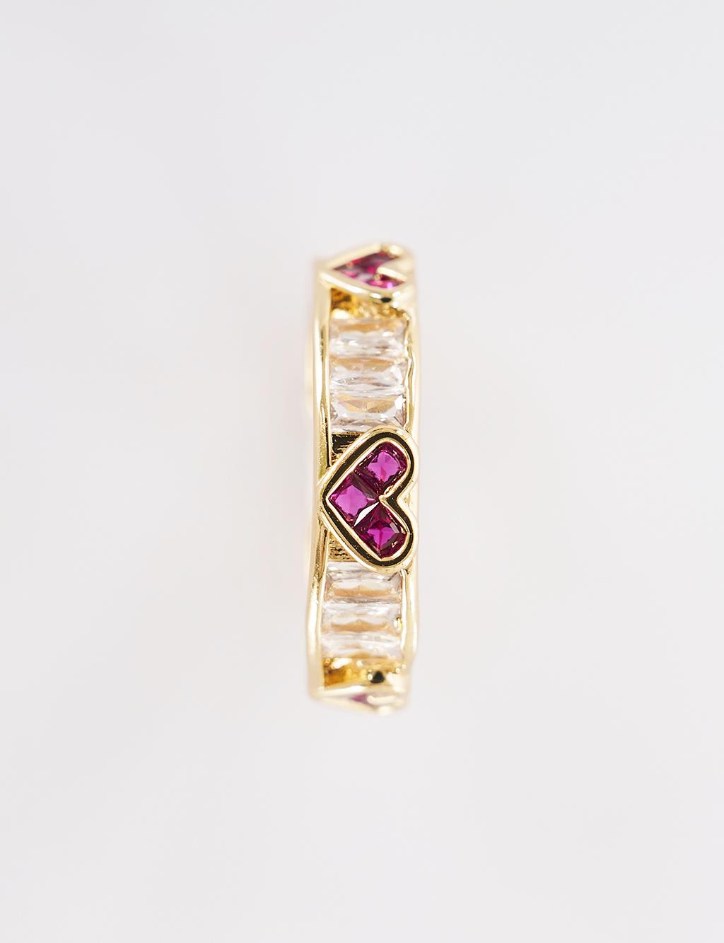 Gold Ring with Pink Heart