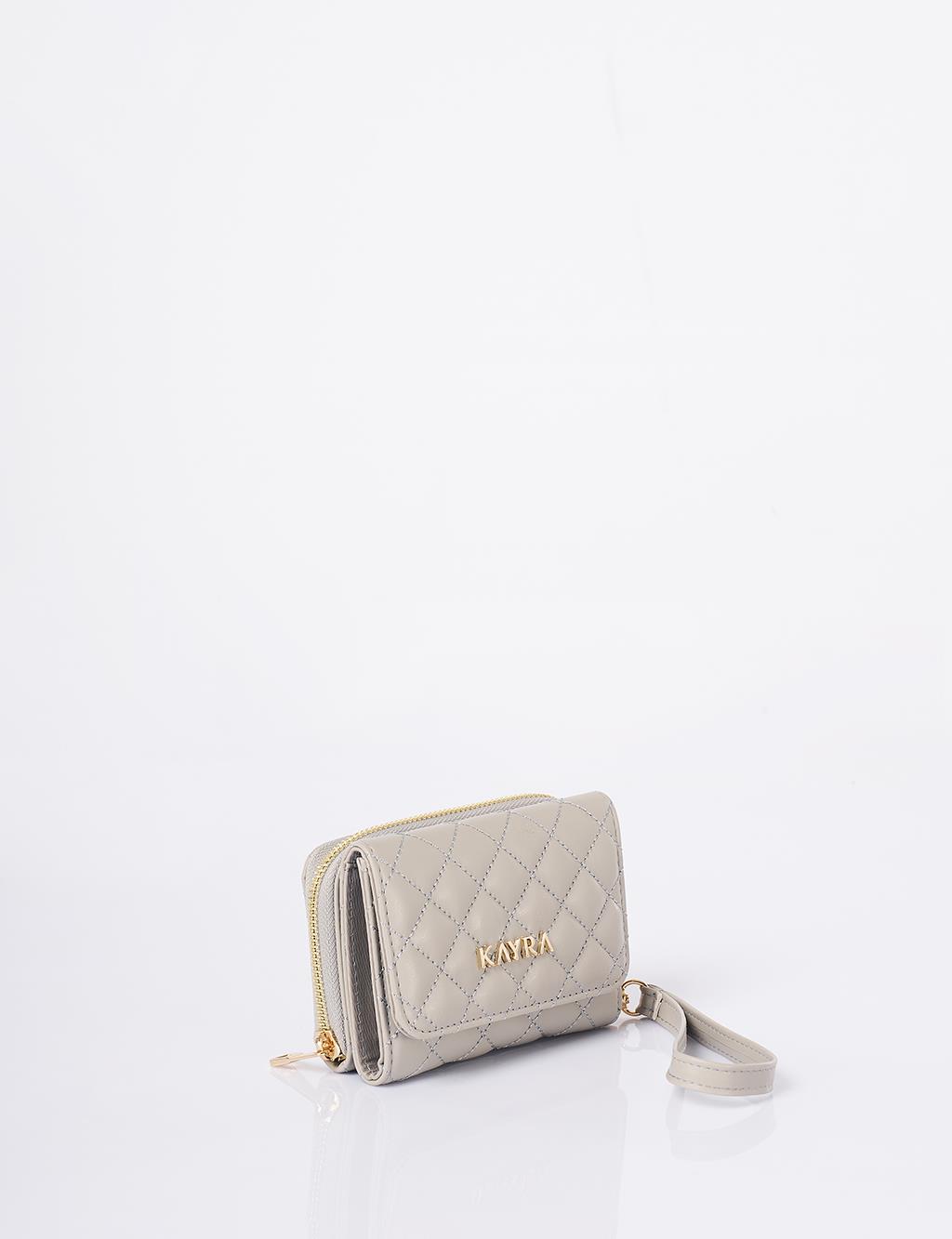 Quilted Zip-Around Wallet Gray