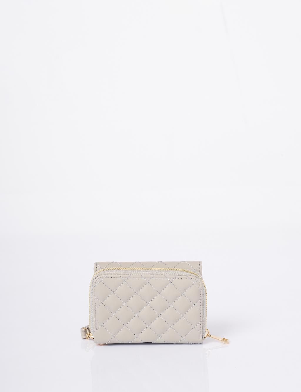 Quilted Zip-Around Wallet Gray