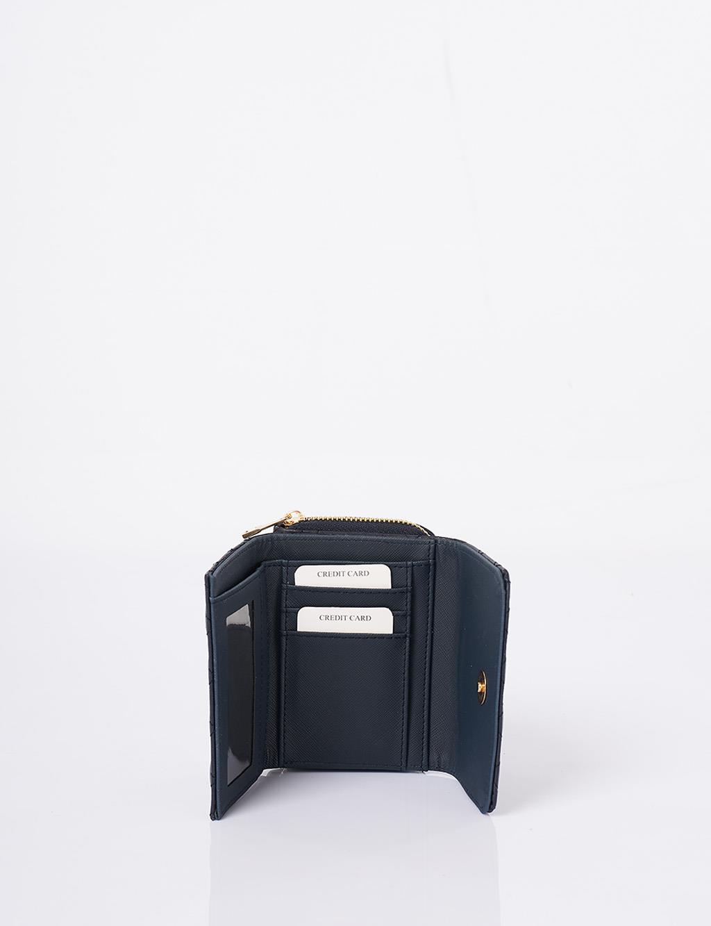 Quilted Zip-Around Wallet Navy