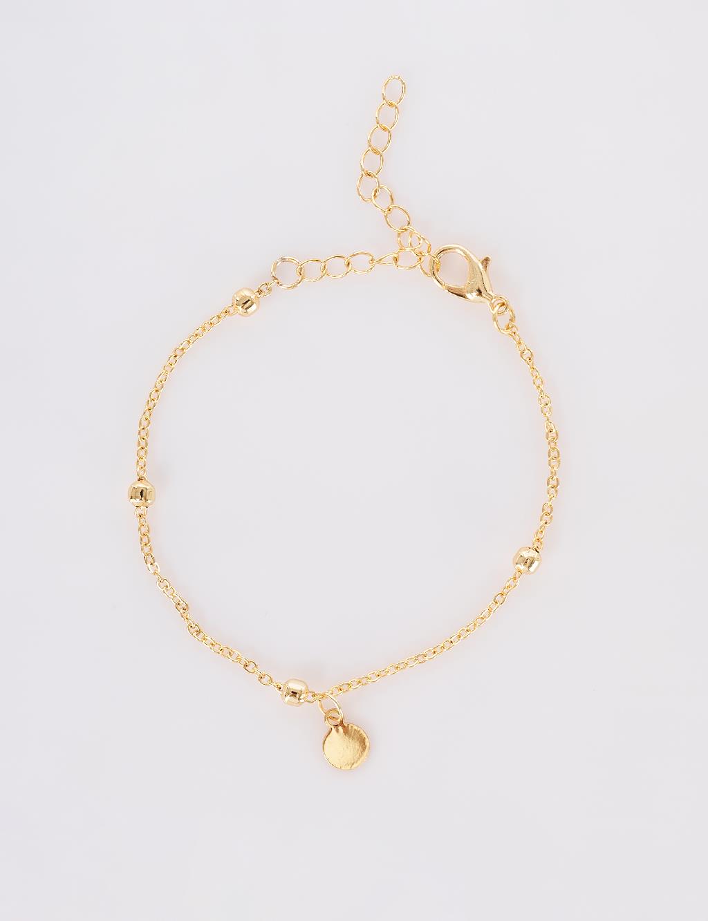 Layered Bracelet with Dangling Minimal Charms – Gold
