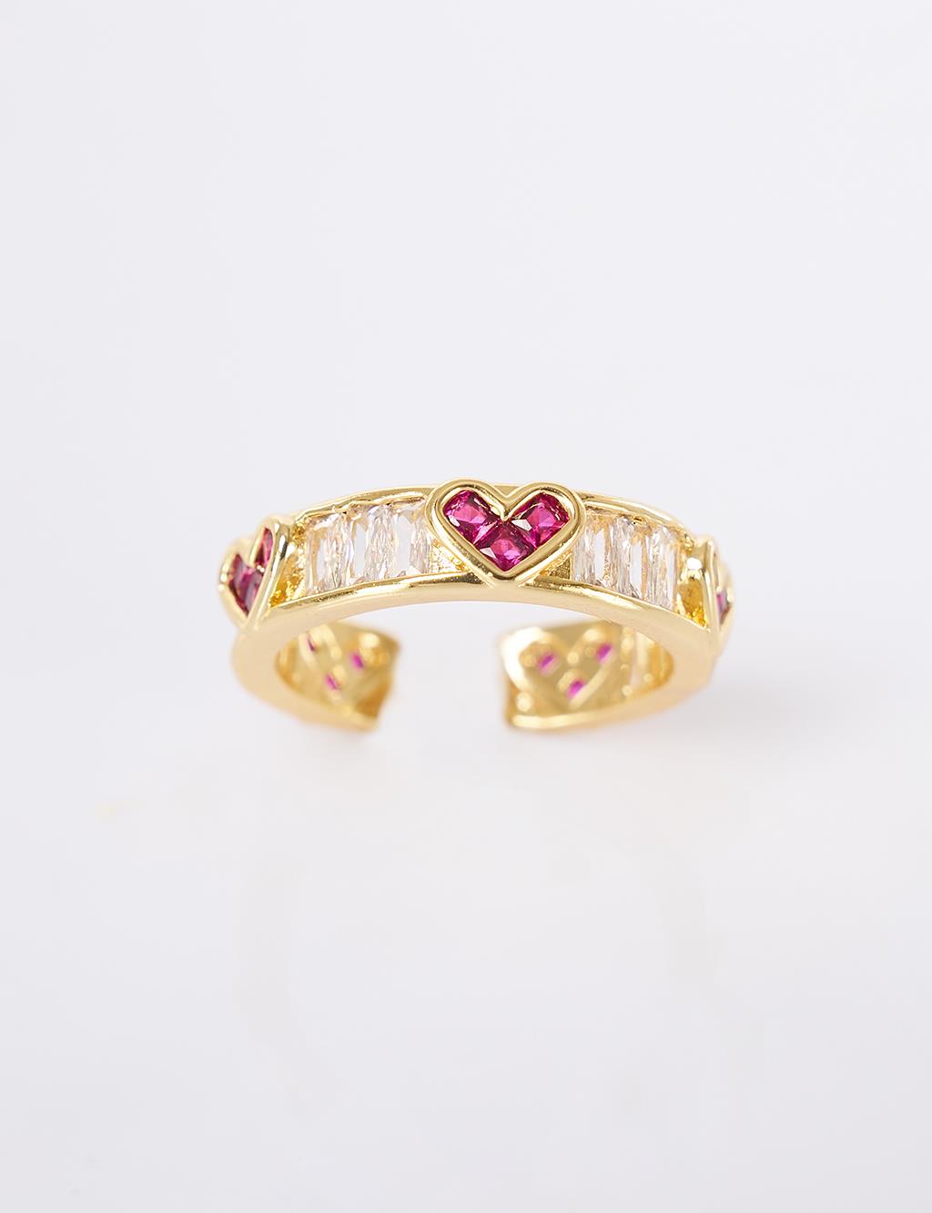 Gold Ring with Pink Heart
