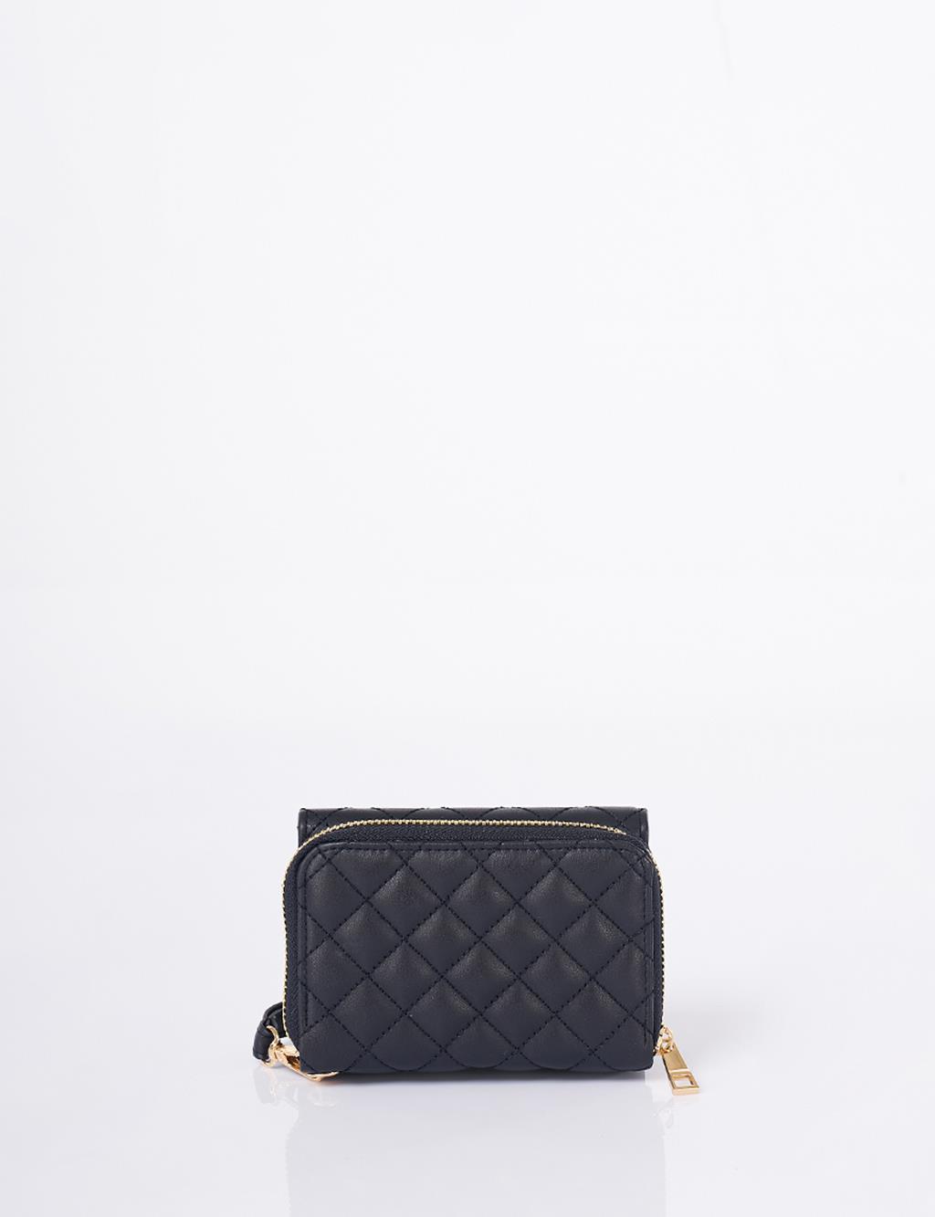 Quilted Zip-Around Wallet Navy