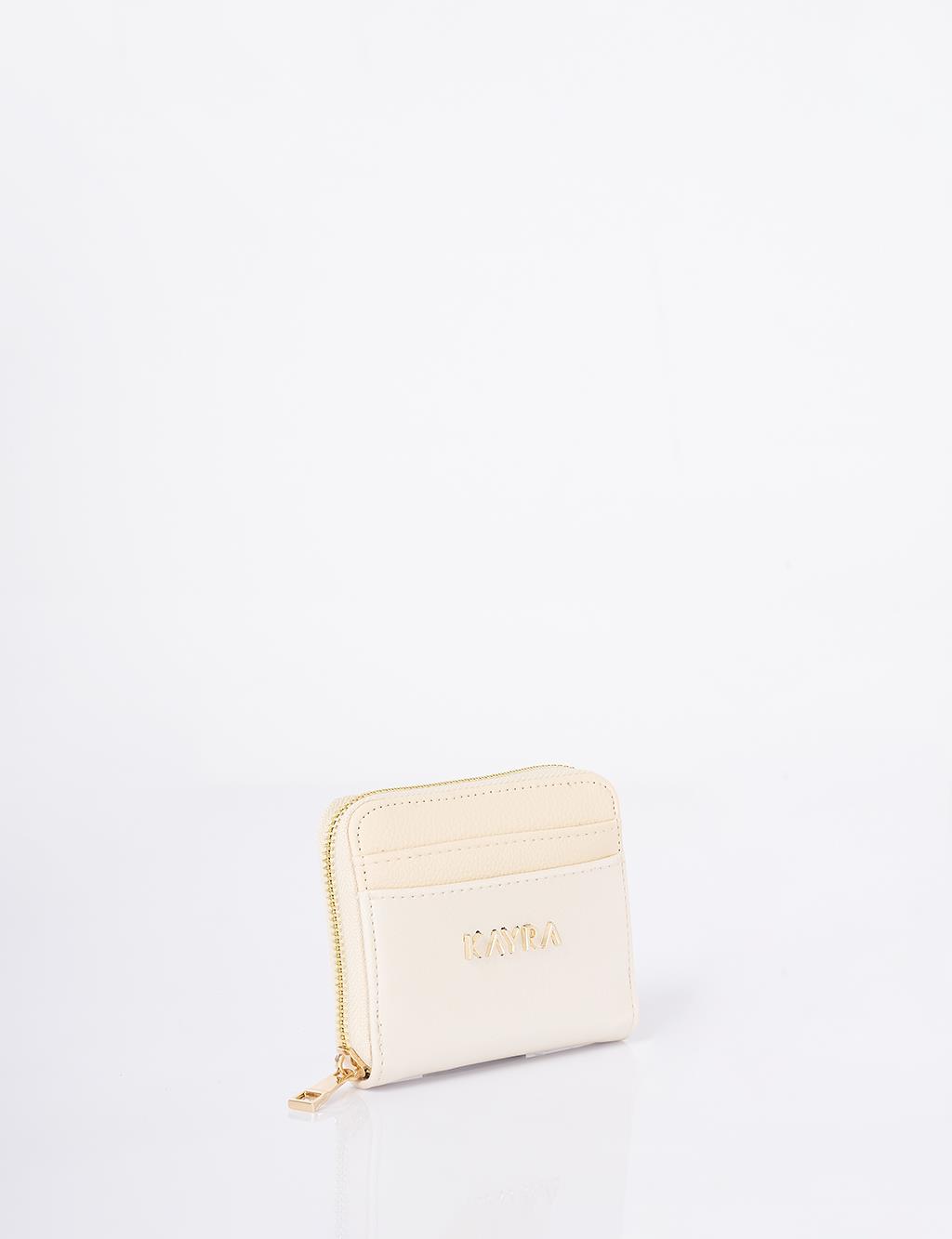Logo-Embellished Mini Wallet - Cream