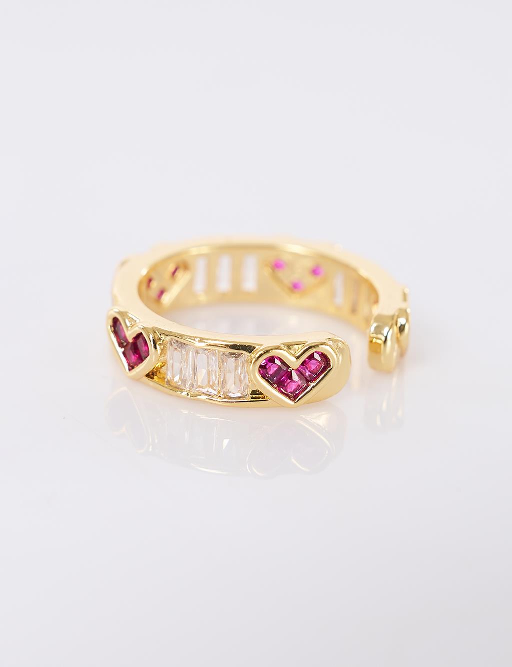 Gold Ring with Pink Heart