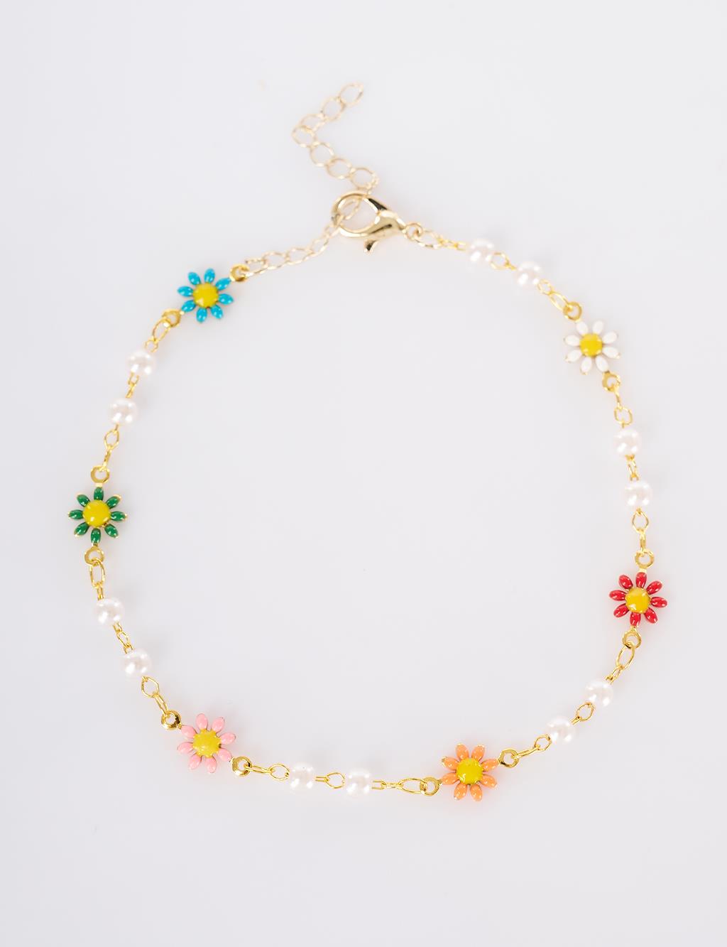 Flower Charm Anklet – Gold