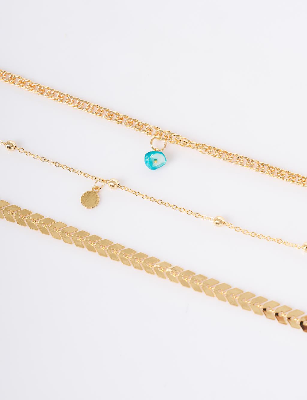 Layered Bracelet with Dangling Minimal Charms – Gold