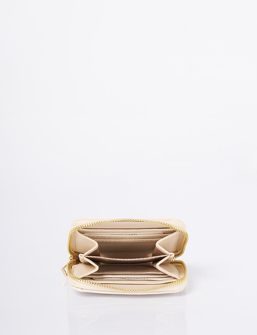 Logo-Embellished Mini Wallet - Cream