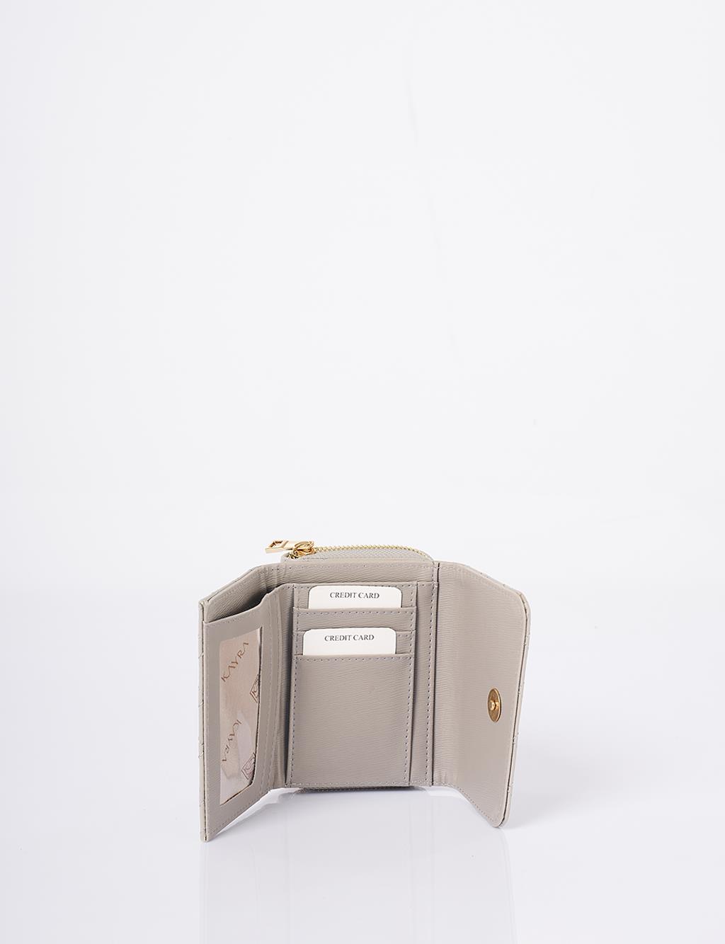Quilted Zip-Around Wallet Gray