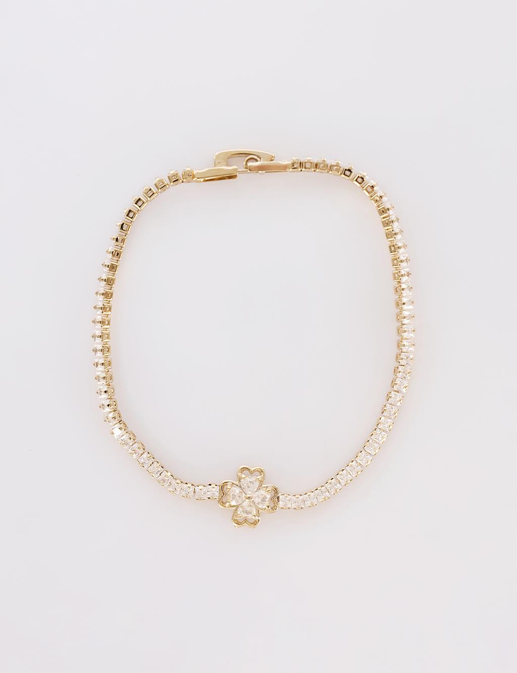 Four-Leaf Clover Charm Bracelet – Gold