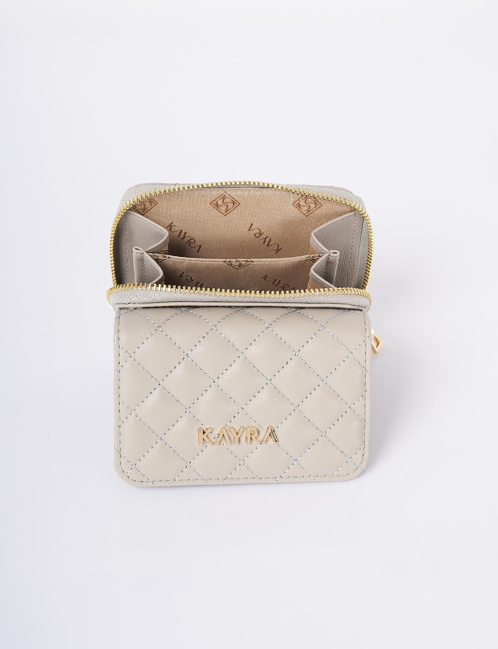 Quilted Zip-Around Wallet Gray