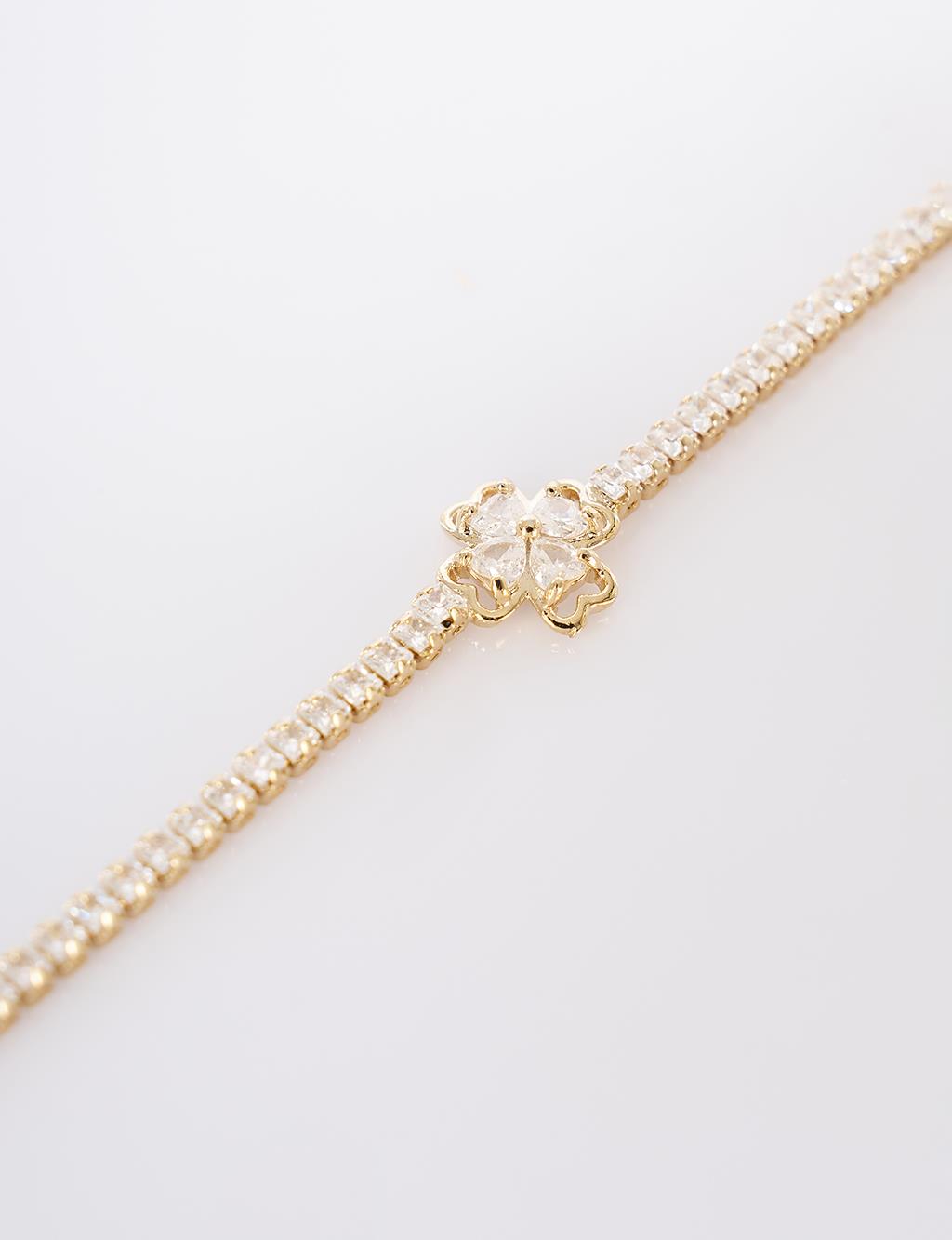 Four-Leaf Clover Charm Bracelet – Gold