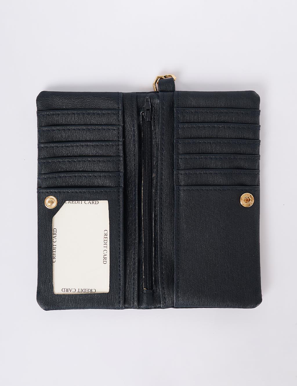 Zip-Around Large Wallet Navy 
