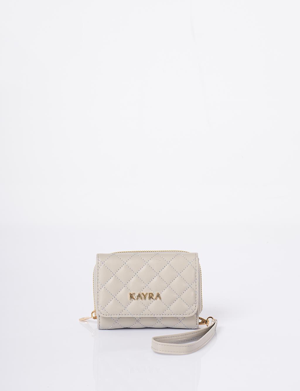 Quilted Zip-Around Wallet Gray