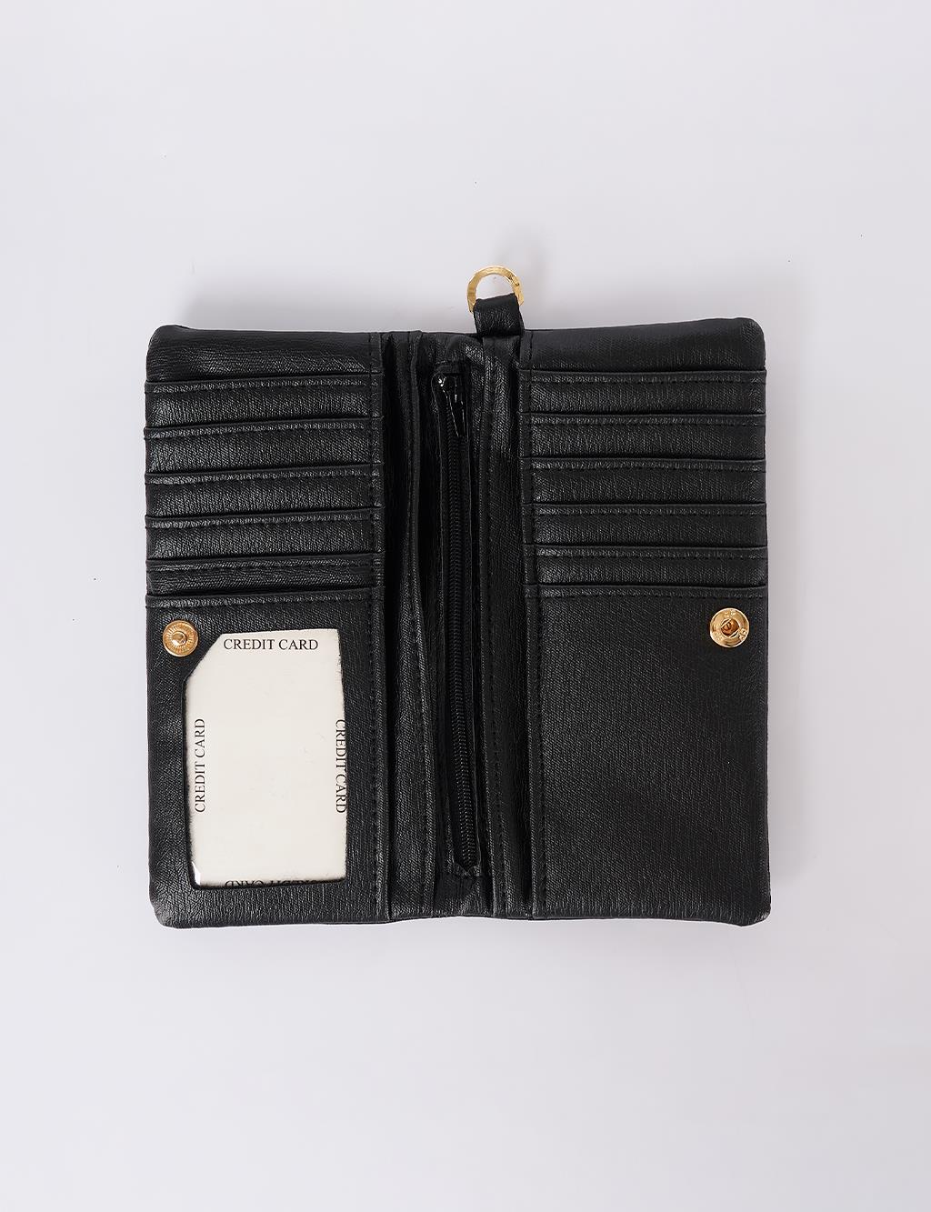Zip-Around Large Wallet Black
