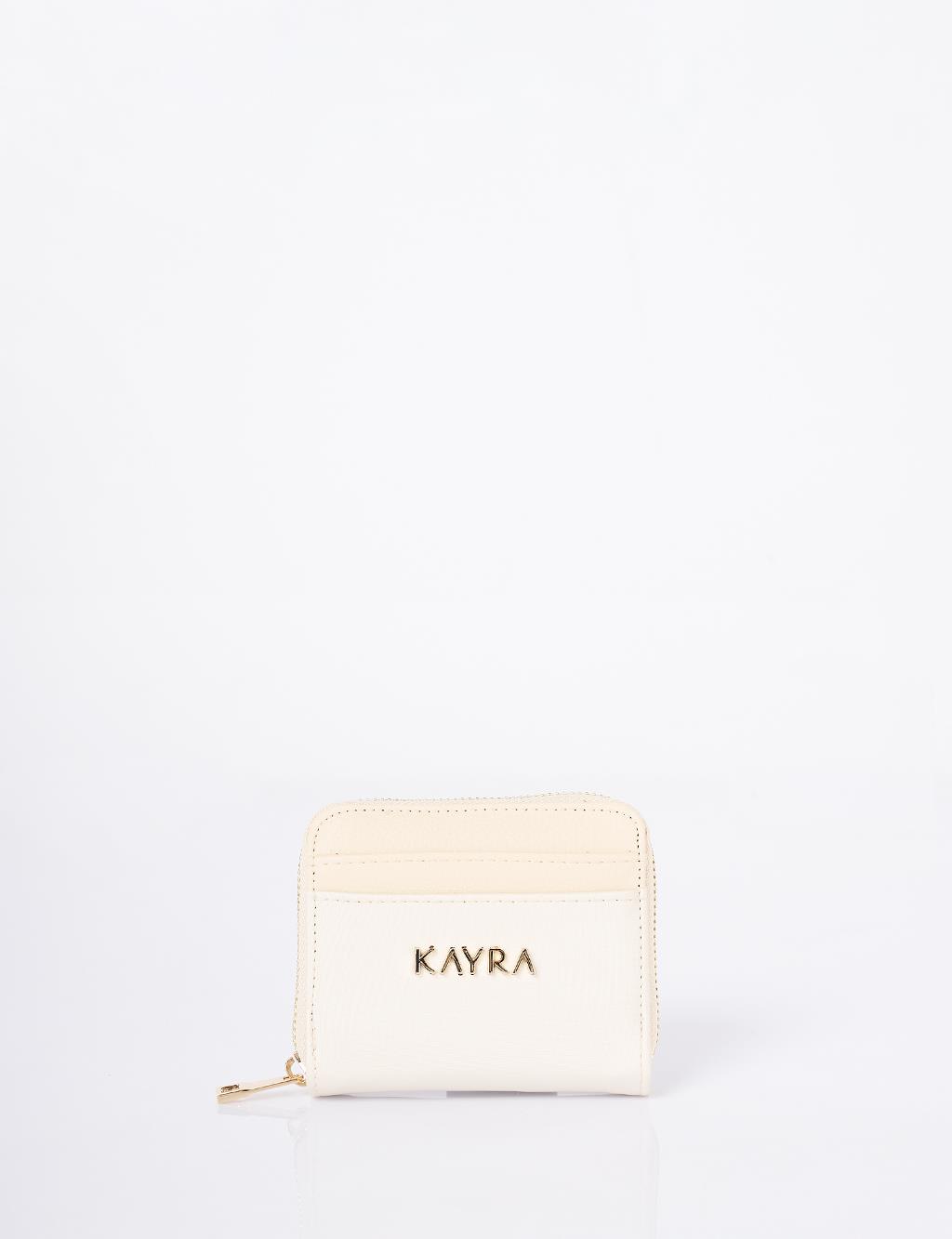 Logo-Embellished Mini Wallet - Cream