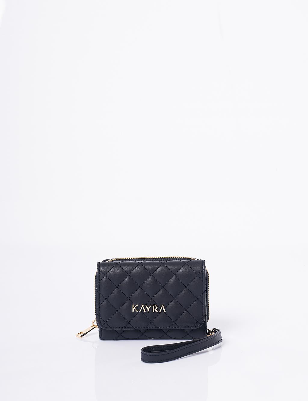 Quilted Zip-Around Wallet Navy