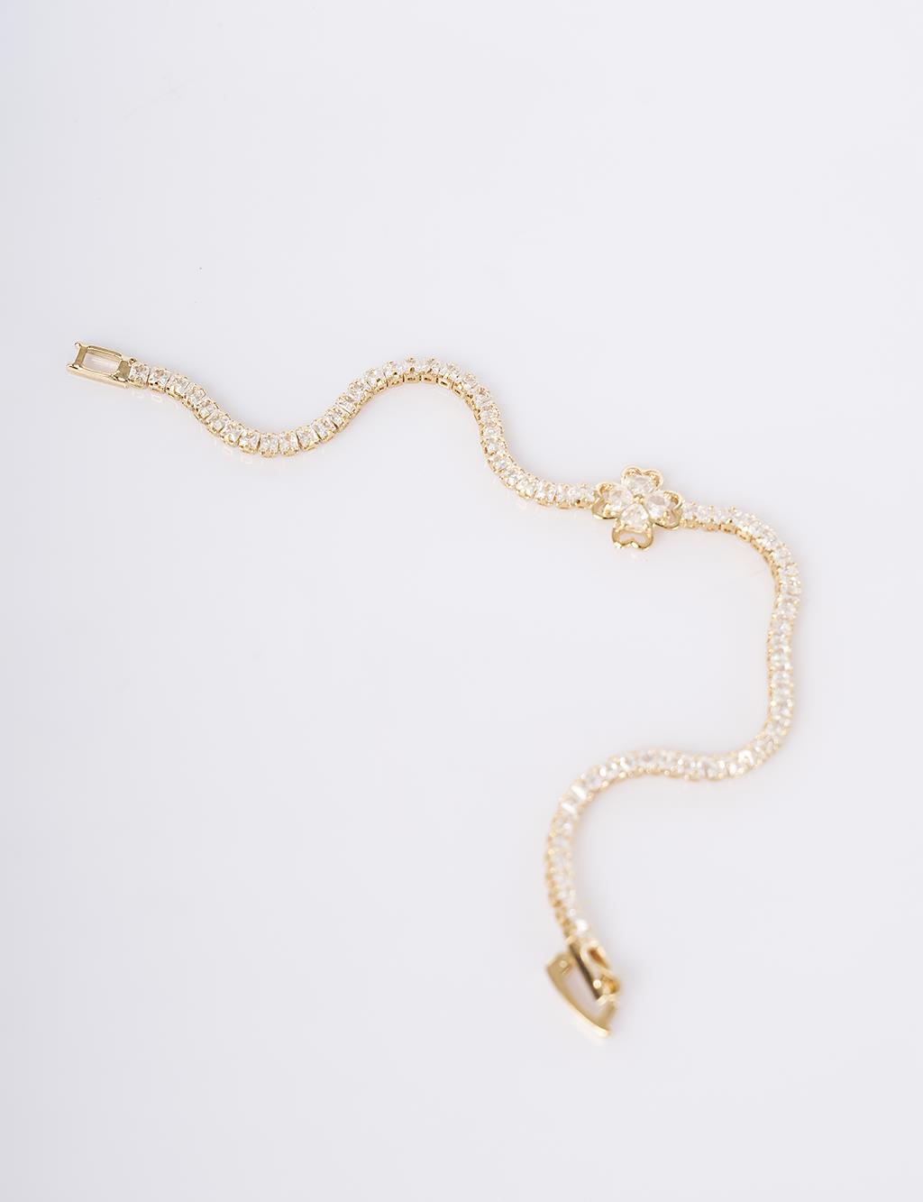 Four-Leaf Clover Charm Bracelet – Gold