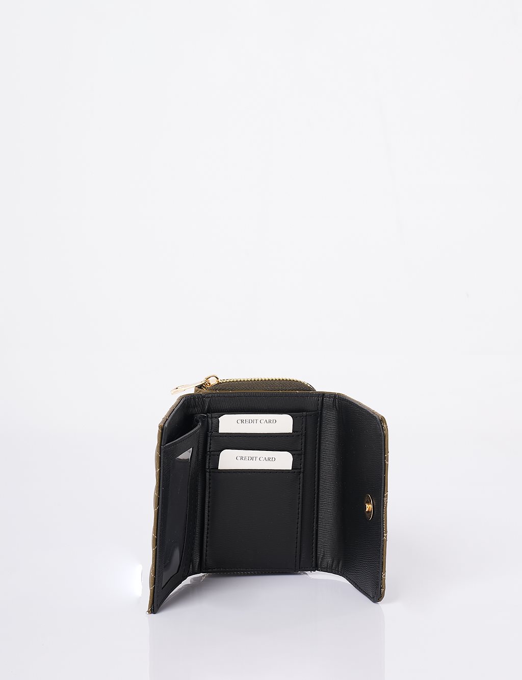 Quilted Zip-Around Wallet Khaki